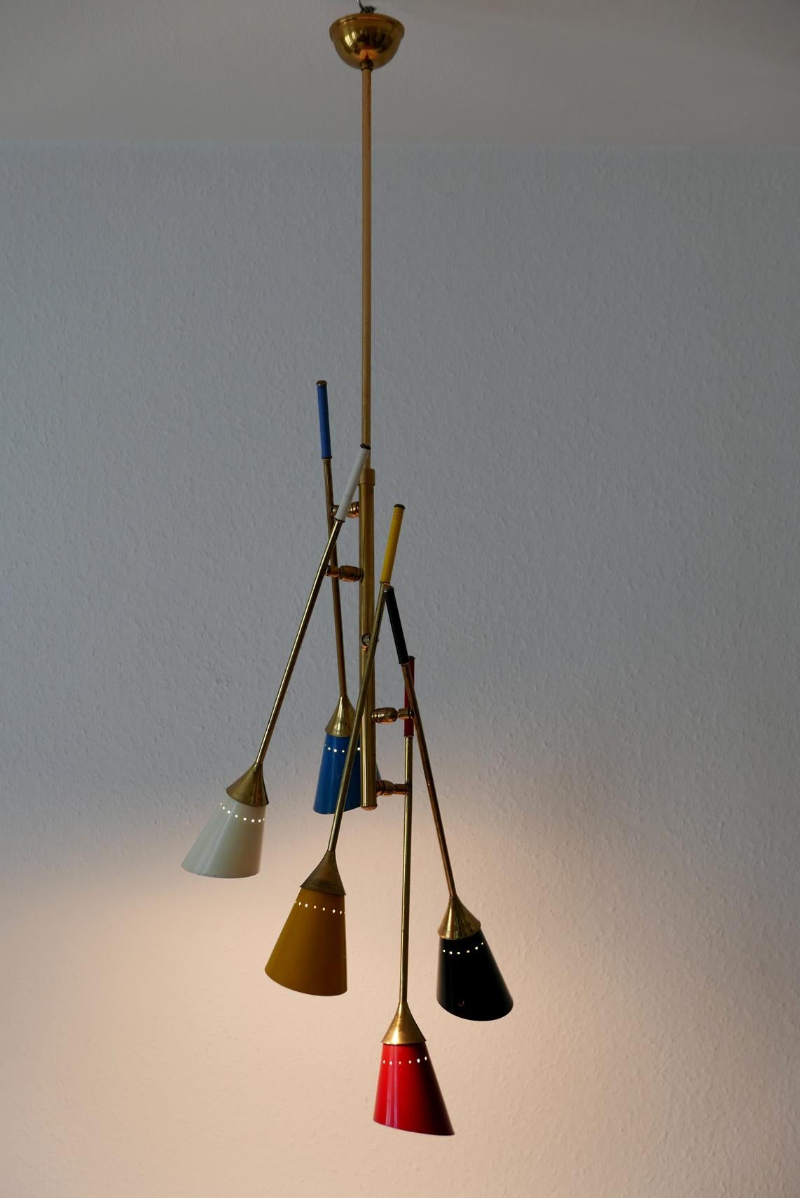 Italian Midcentury 5-Arm Sputnik Chandelier or Pendant Lamp by Arredoluce, 1950s, Italy