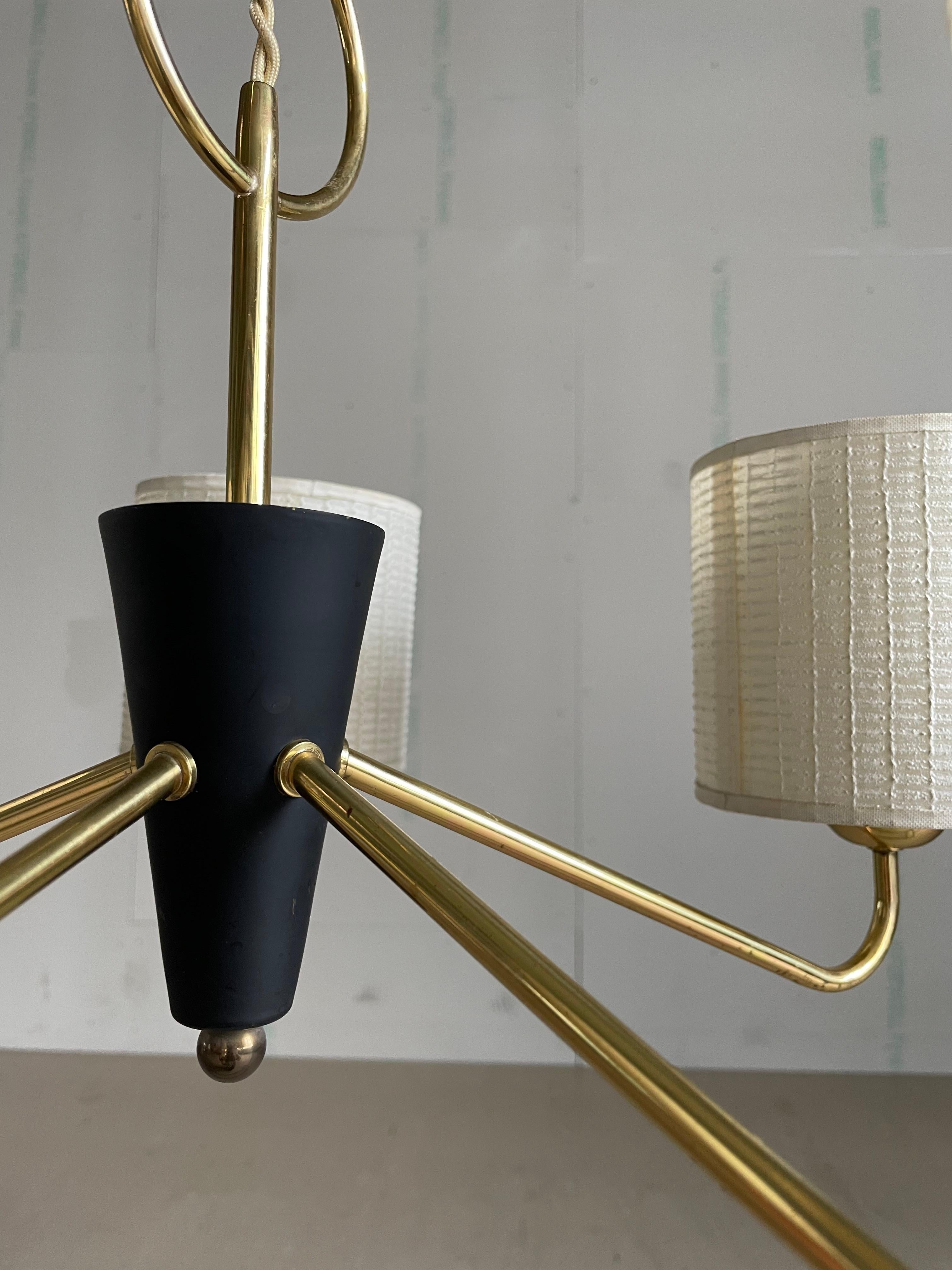 Lampada da soffitto in ottone a 5 elementi del Mid Century in vendita 6