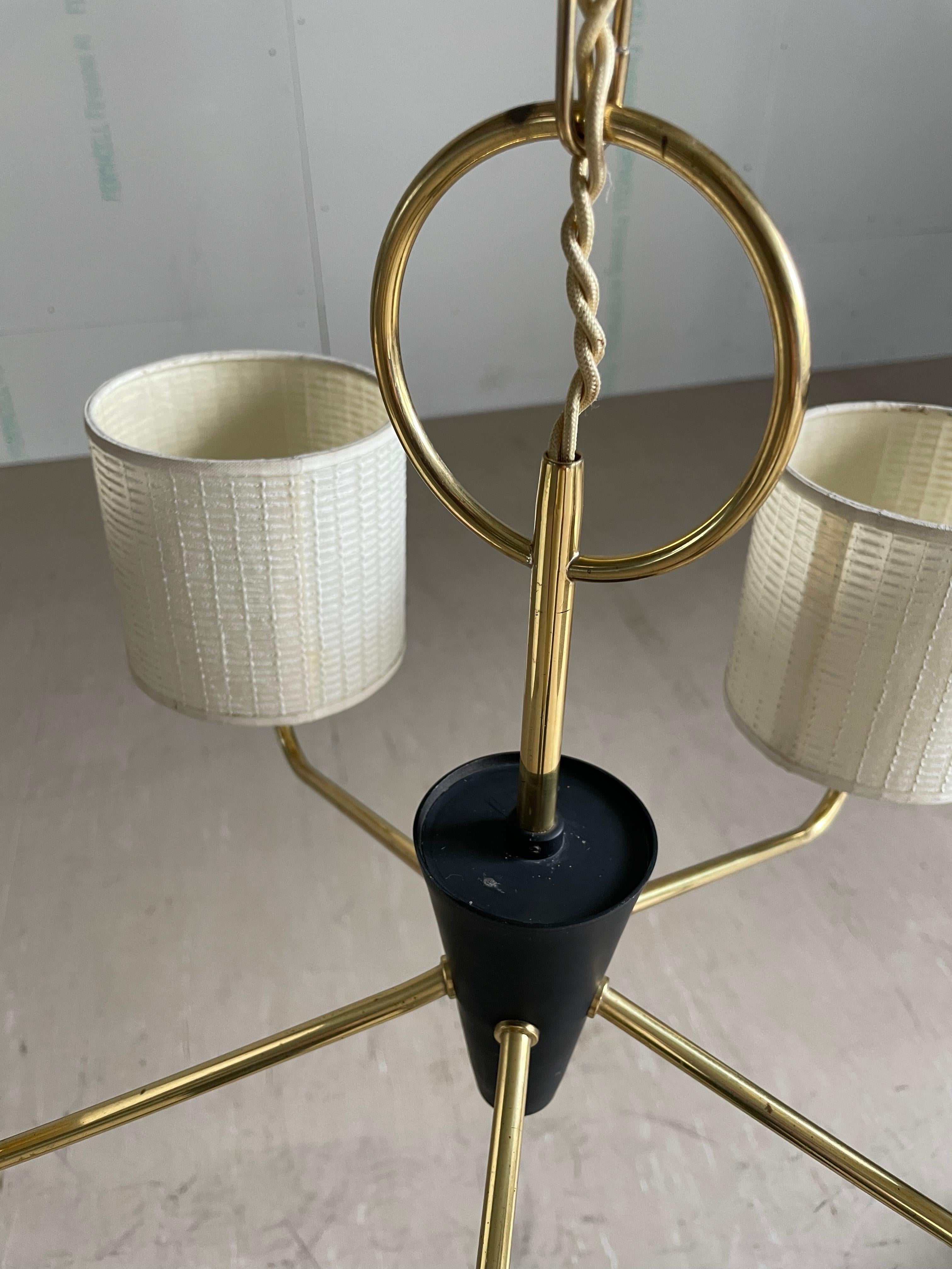 Lampada da soffitto in ottone a 5 elementi del Mid Century in vendita 7