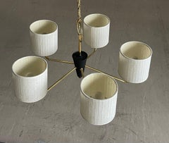 Lampada da soffitto in ottone a 5 elementi del Mid Century