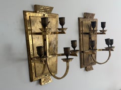 Mid-Century 5-armed Brass Large Pair of Cinema Sconces, 1950s, Germany