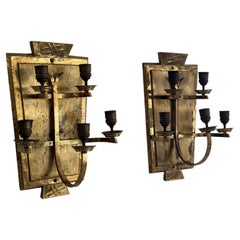 Mid-Century 5-armed Brass Large Pair of Cinema Sconces, 1950s, Germany