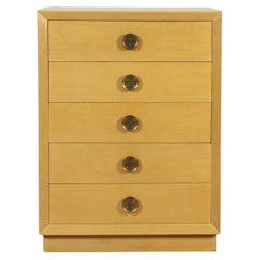 Mid century 5 Drawer Tall dresser with round Brass pulls