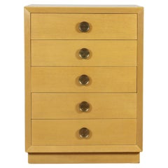 Commode haute à 5 tiroirs avec poignées rondes en laiton du milieu du siècle dernier
