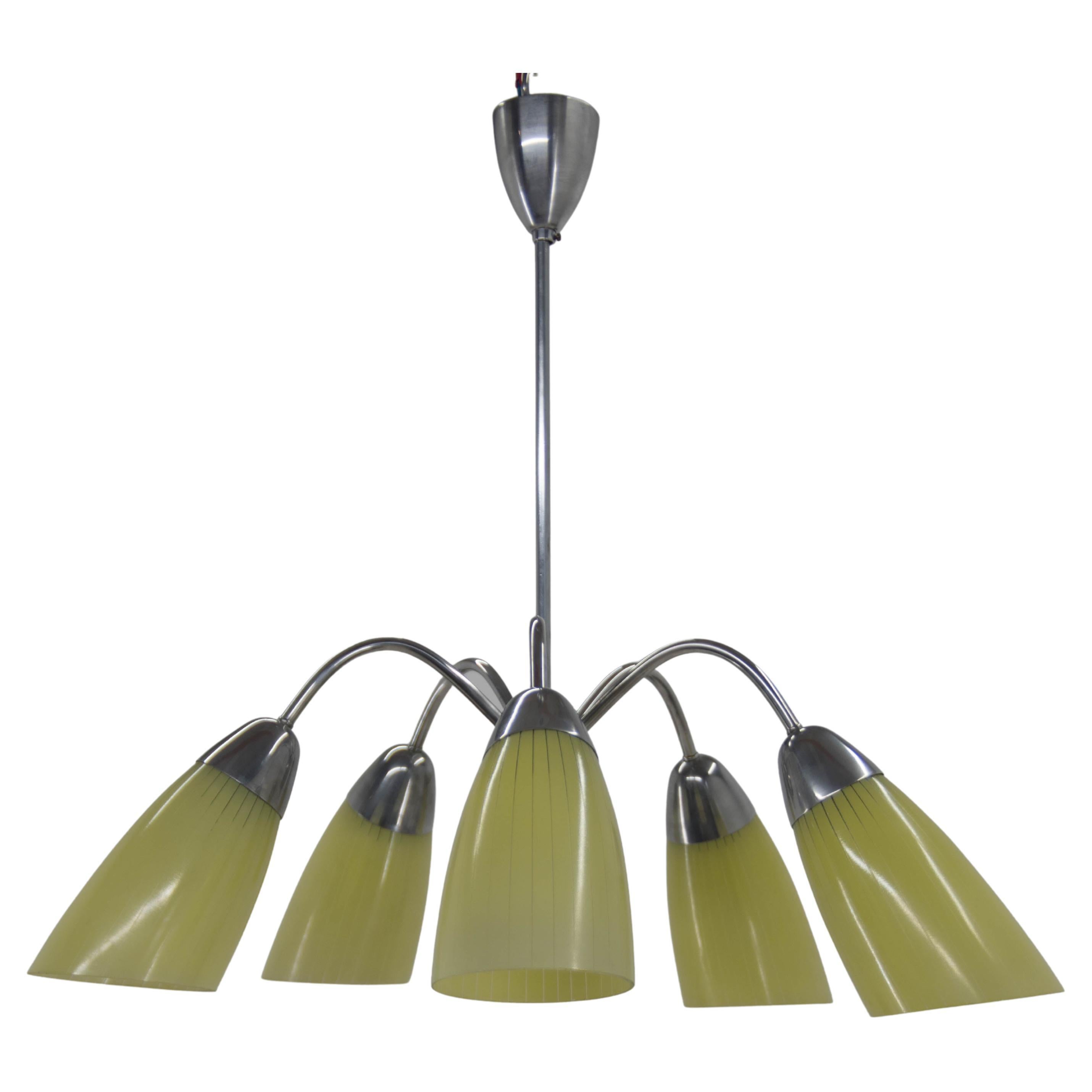 Mid-Century 5-Flamming Chandelier, 1950s For Sale