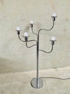 Lampada da terra a 5 bracci flessibili di metà secolo stile Pierre Folie per Jacques Charpentier