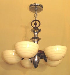 Mid Century 5 Light Ceiling Fixture 1930s MCM