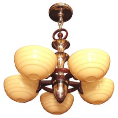 Mid Century 5 Light Ceiling Fixture 1930s MCM