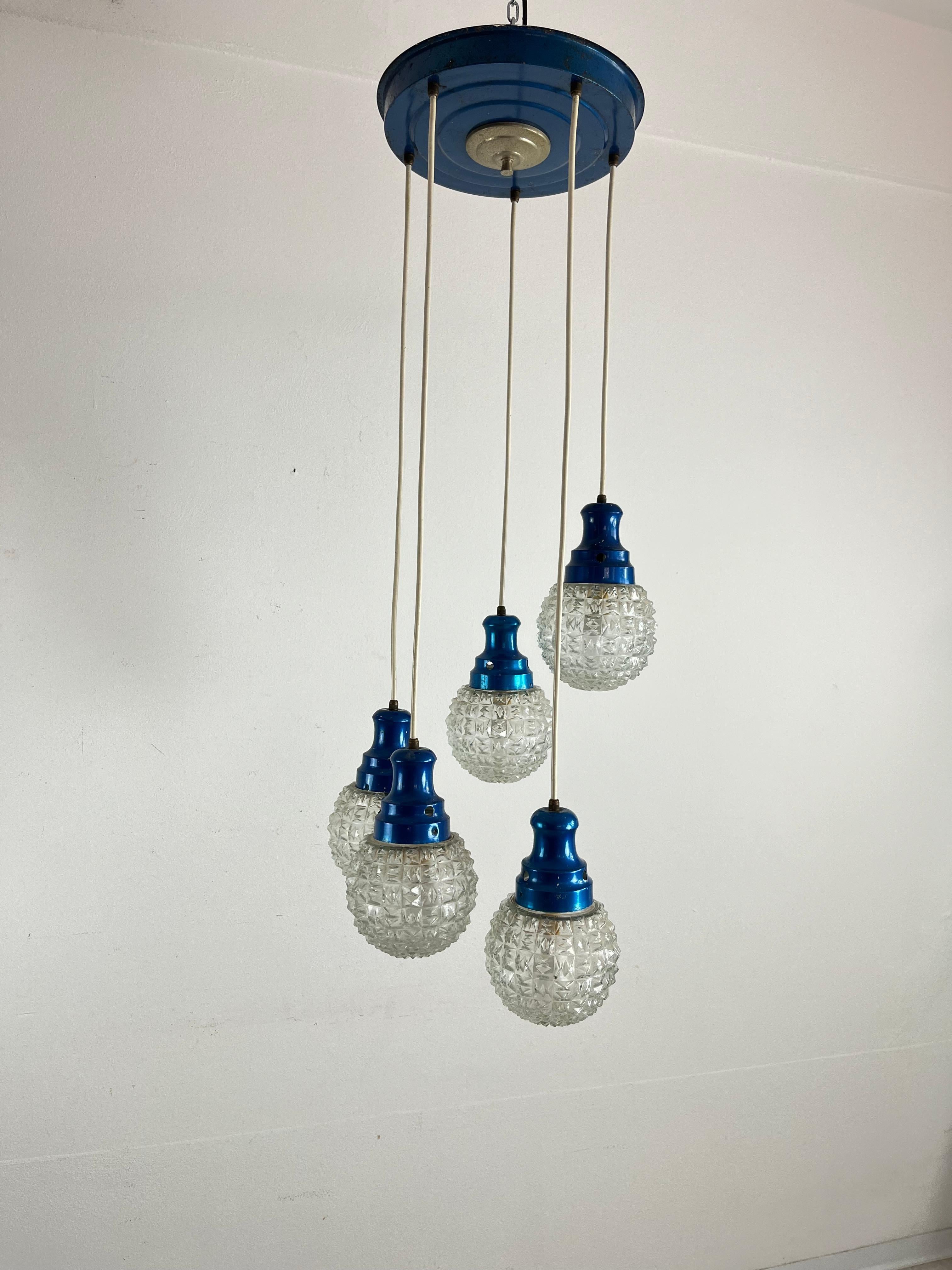 Mid-Century 5-light Chandelier Italian Design 1960s For Sale 5