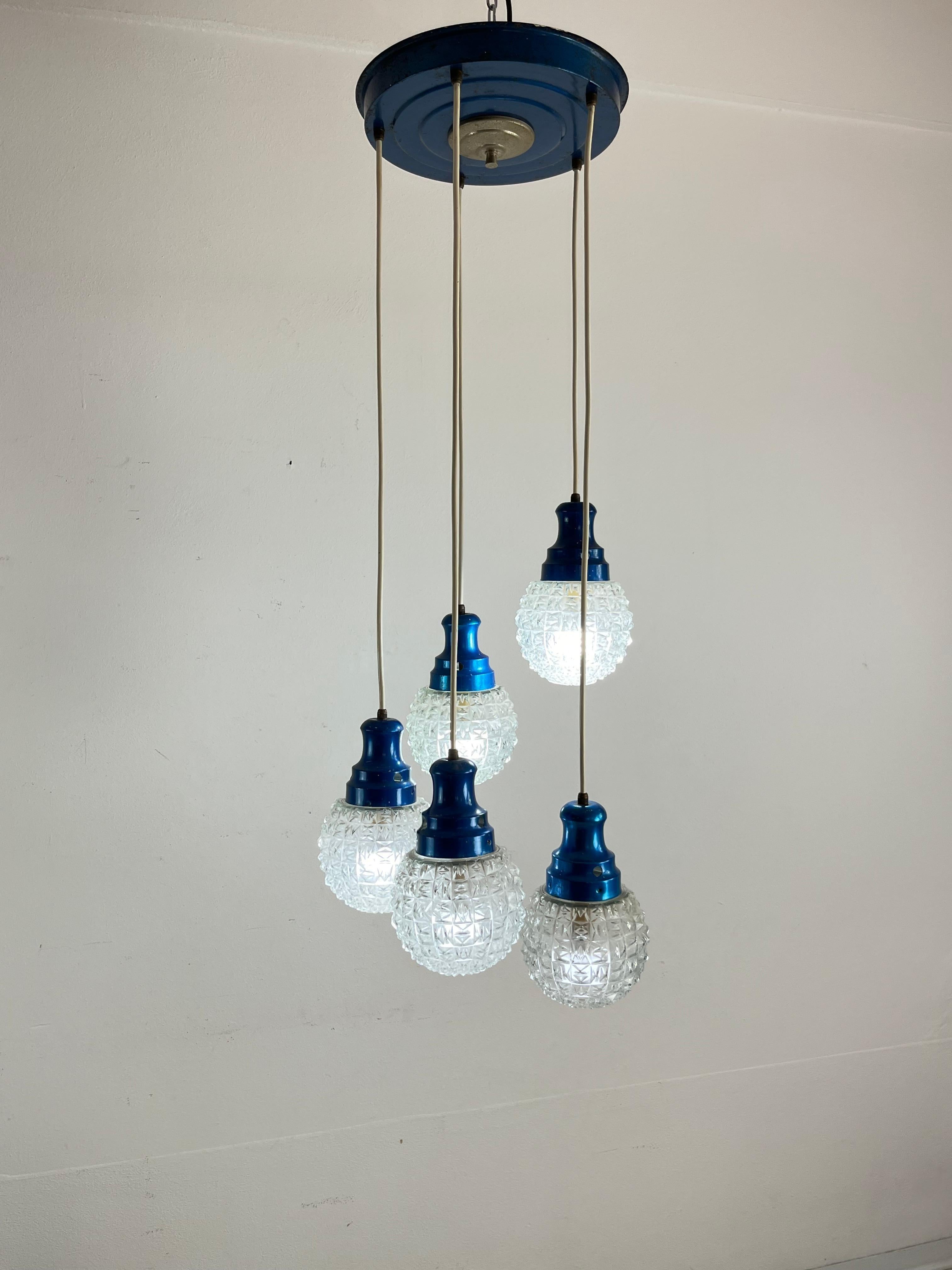 Mid-Century 5-light Chandelier Italian Design 1960s For Sale 6