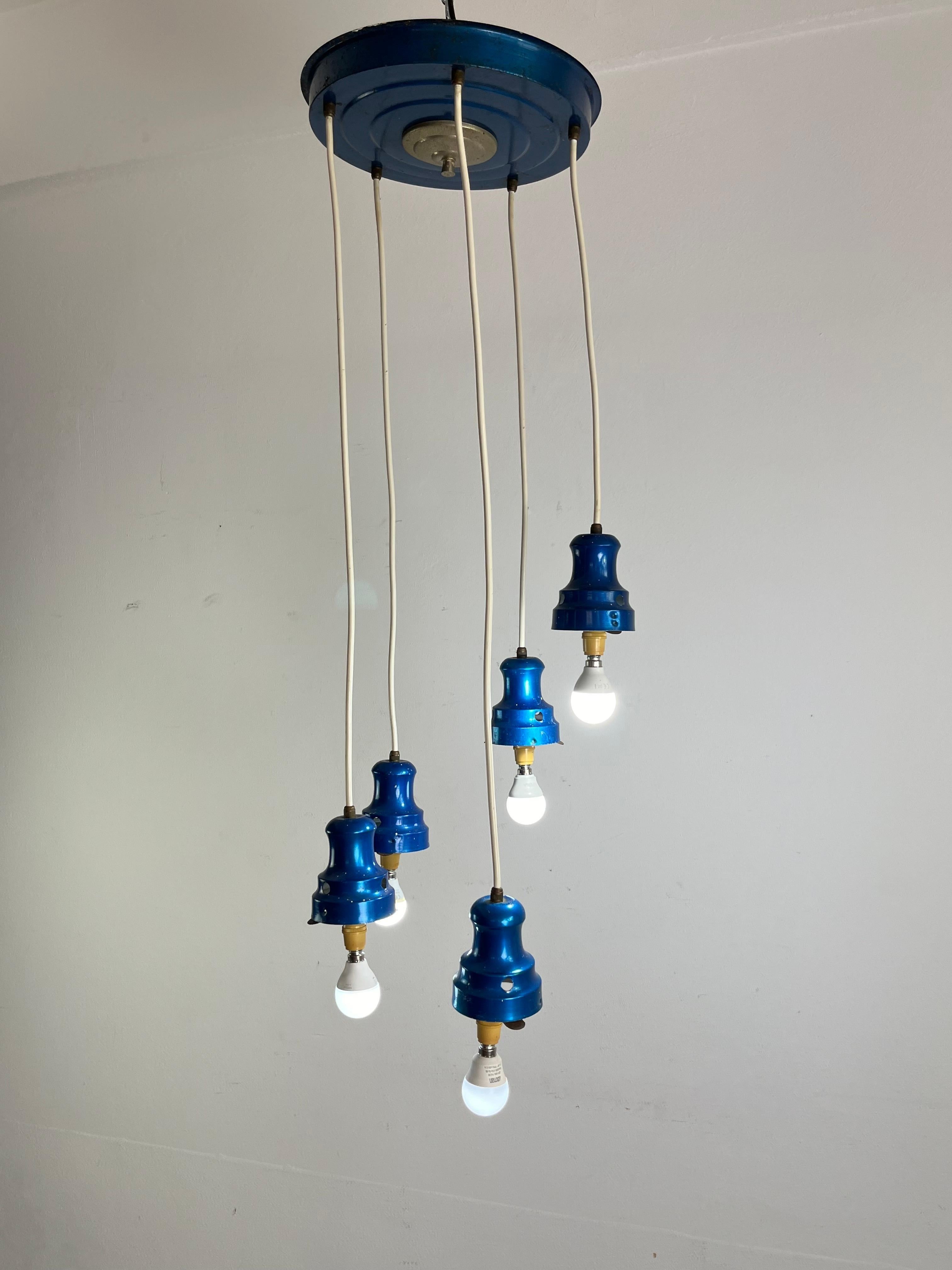 Mid-Century 5-light Chandelier Italian Design 1960s For Sale 7