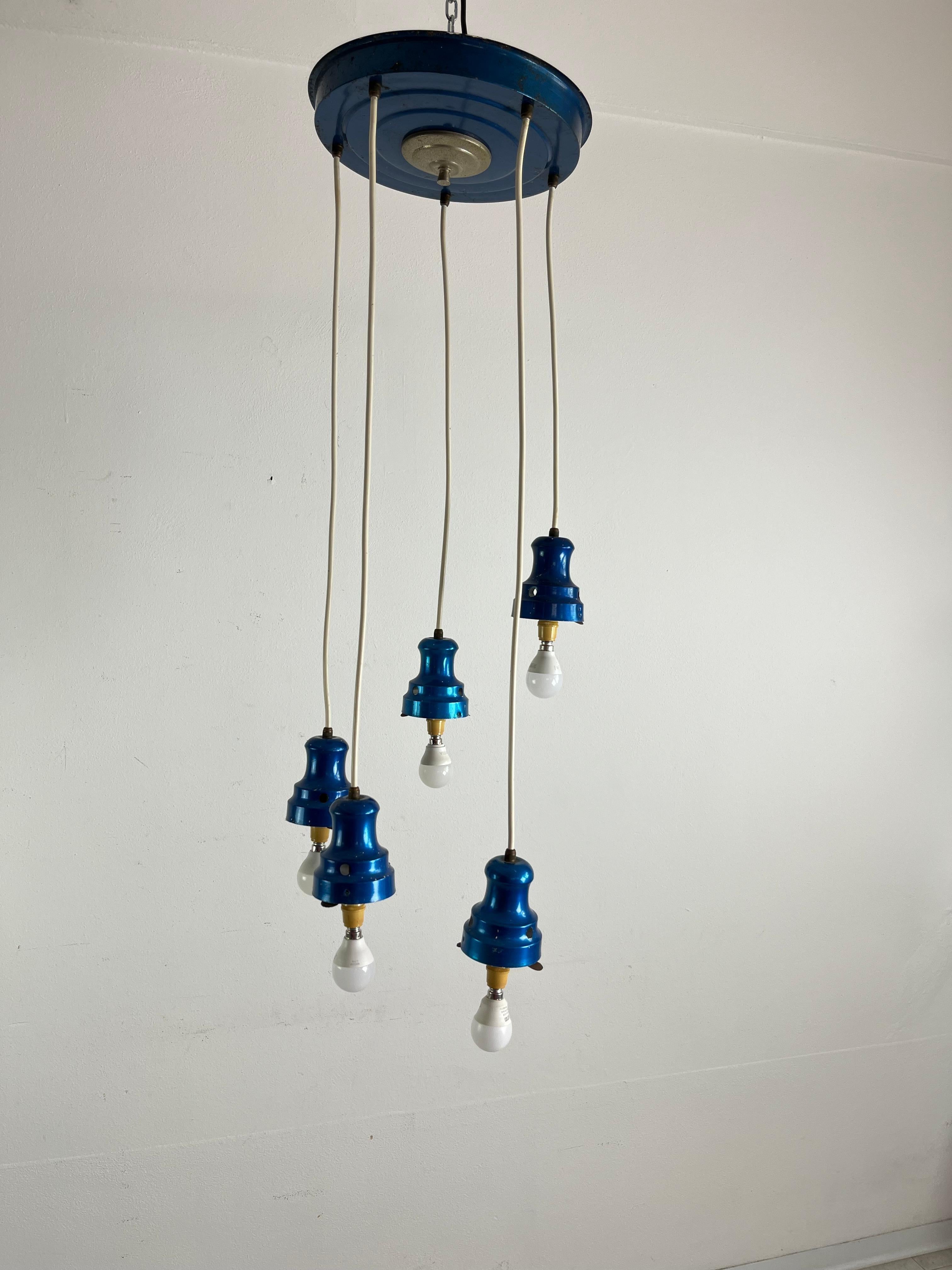 Mid-Century 5-light Chandelier Italian Design 1960s For Sale 8