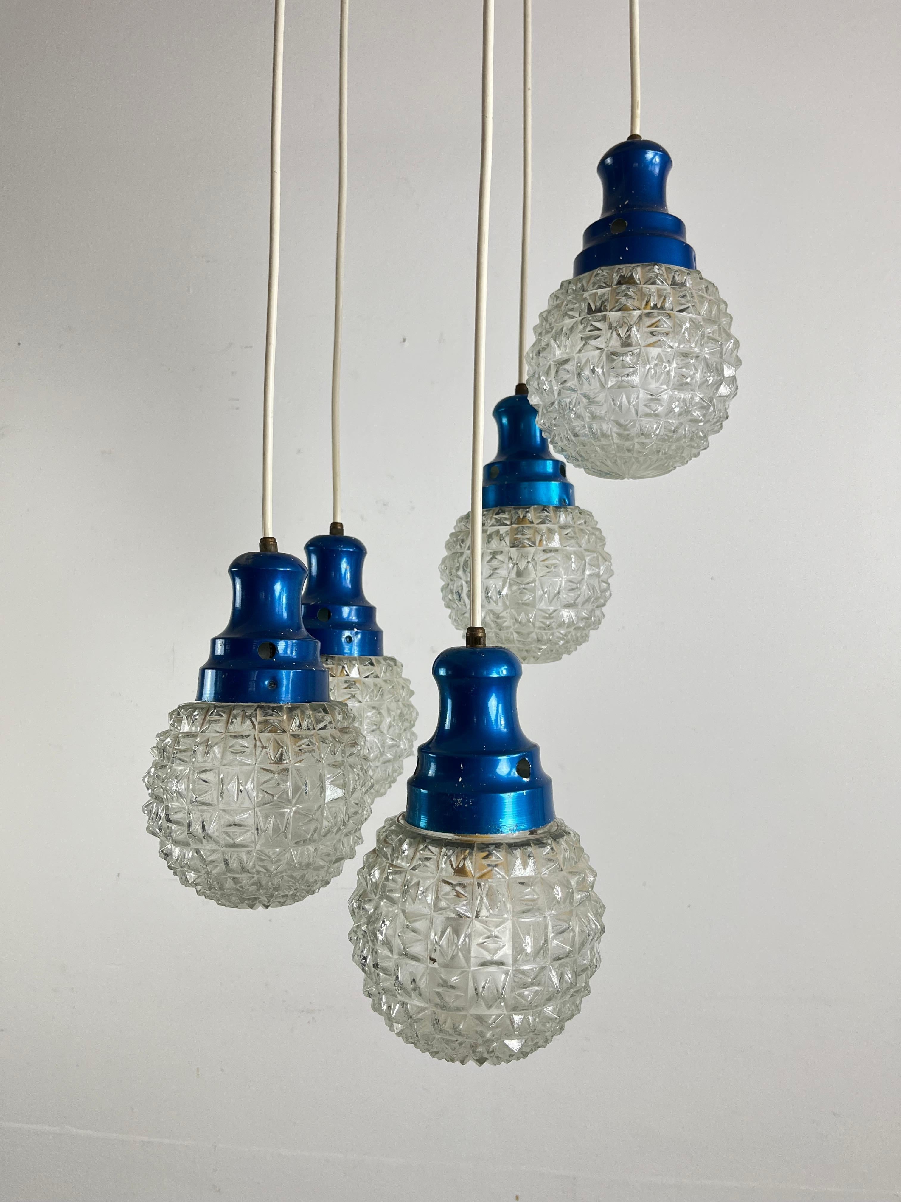 Mid-20th Century Mid-Century 5-light Chandelier Italian Design 1960s For Sale