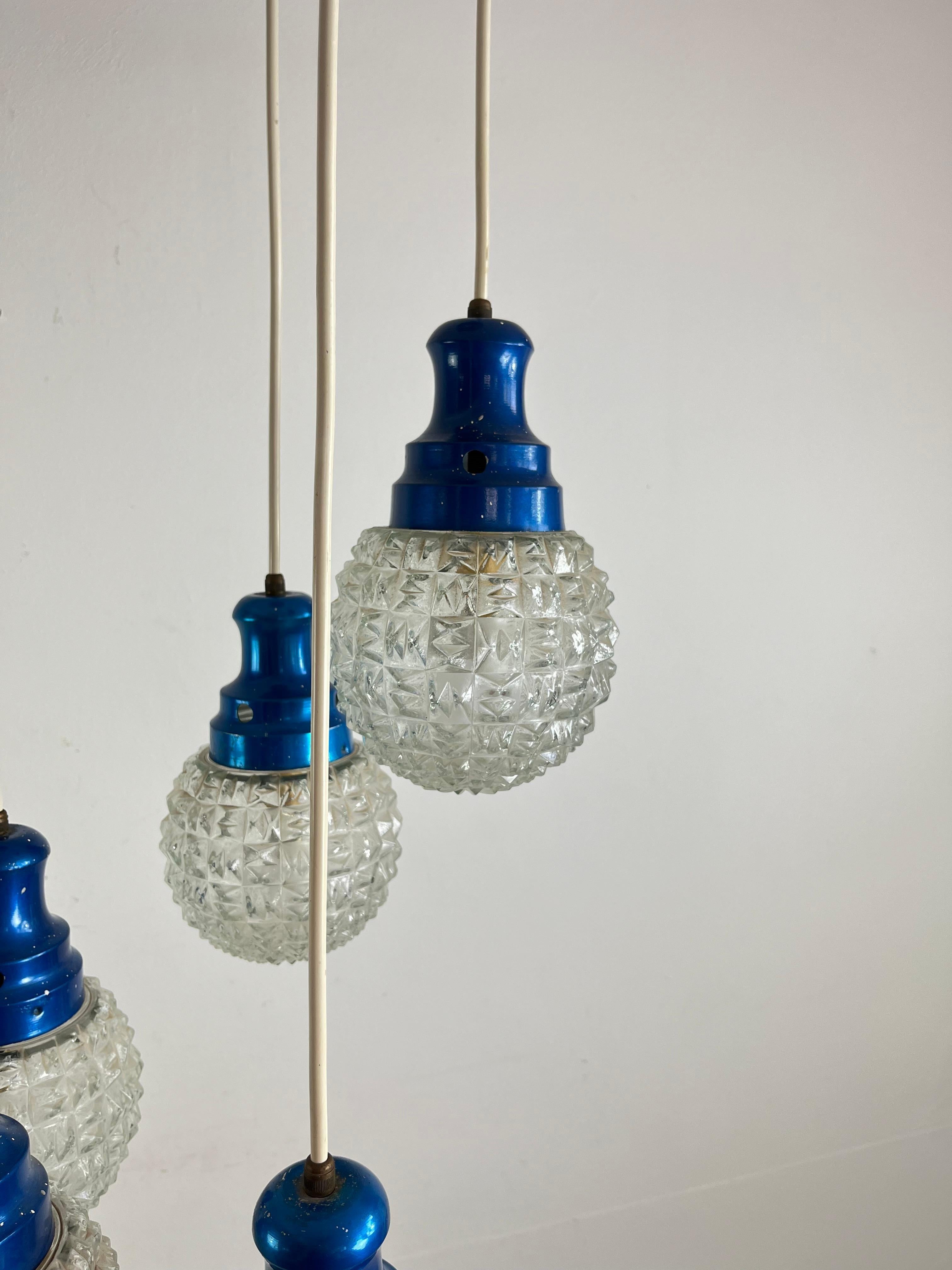Metal Mid-Century 5-light Chandelier Italian Design 1960s For Sale