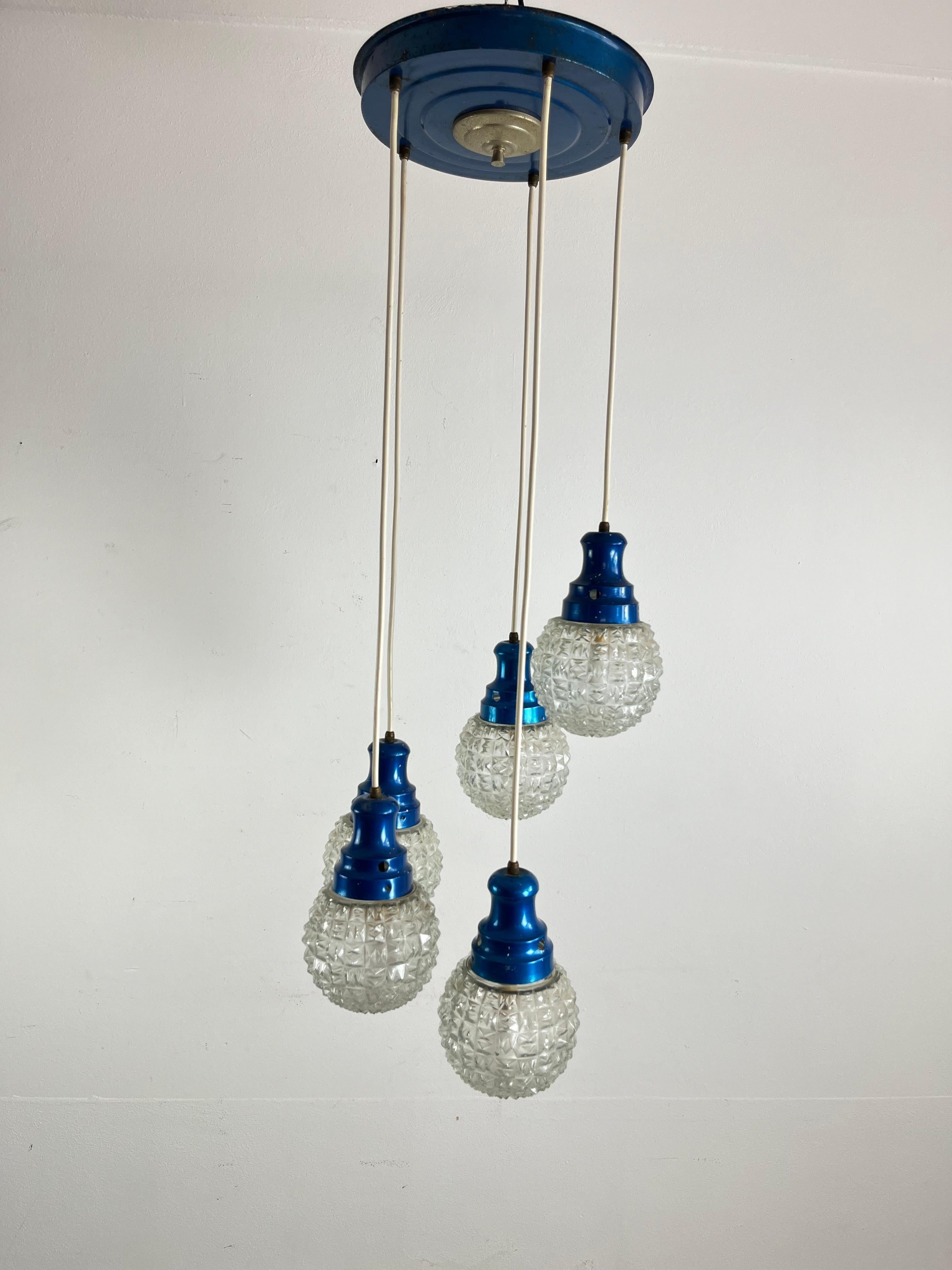 Mid-Century 5-light Chandelier Italian Design 1960s For Sale 1