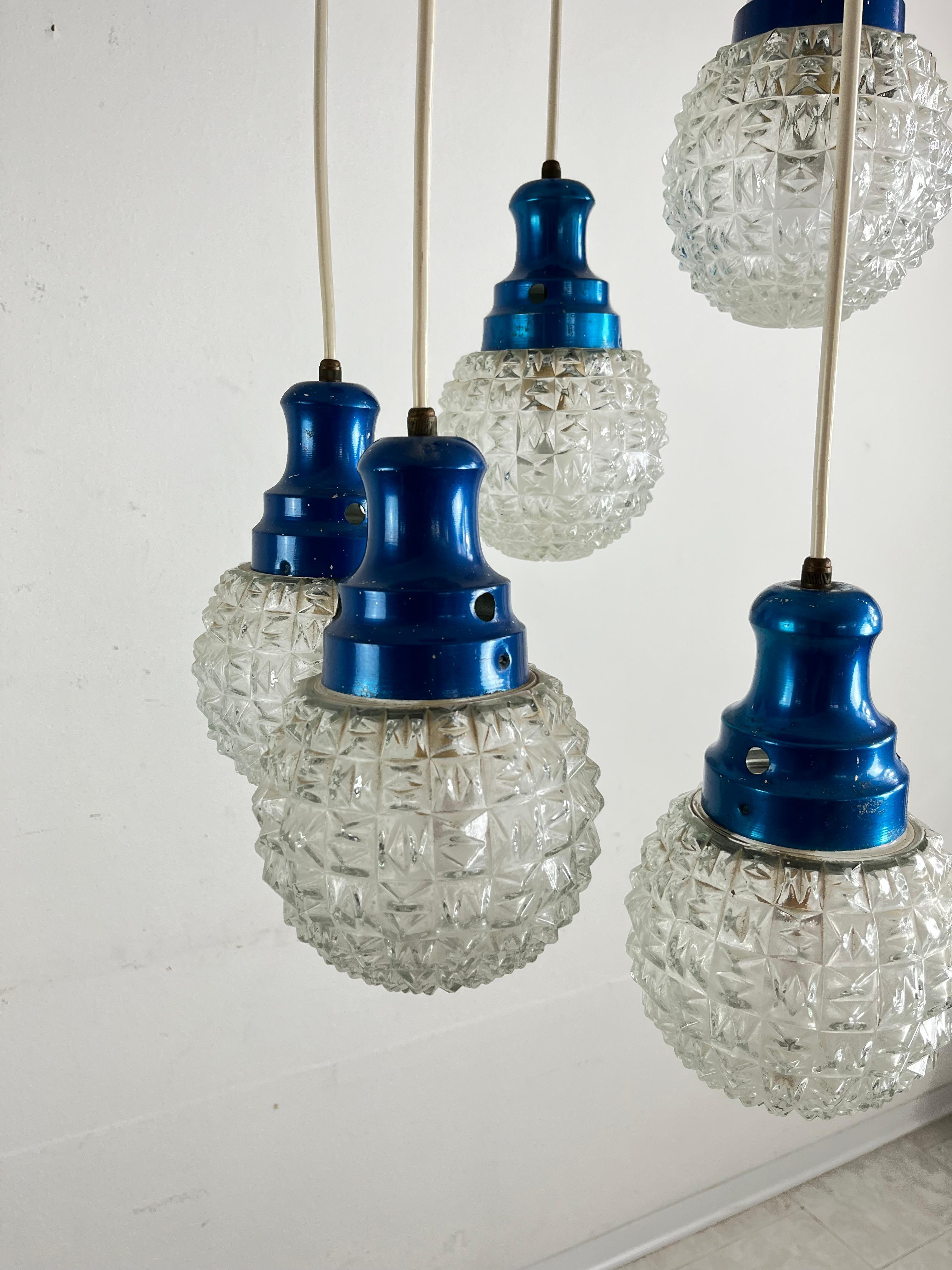 Mid-Century 5-light Chandelier Italian Design 1960s For Sale 3