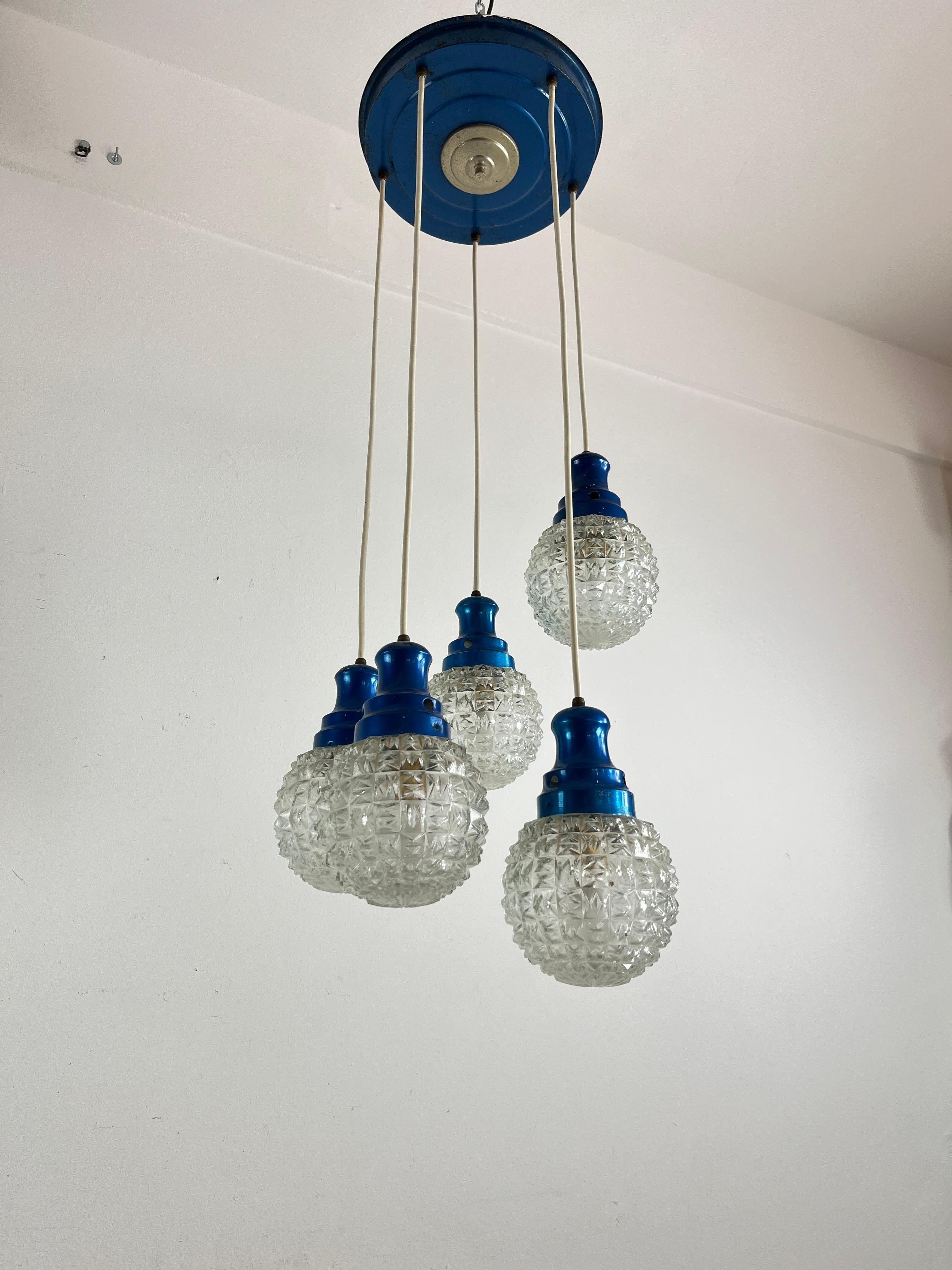 Mid-Century 5-light Chandelier Italian Design 1960s For Sale 4