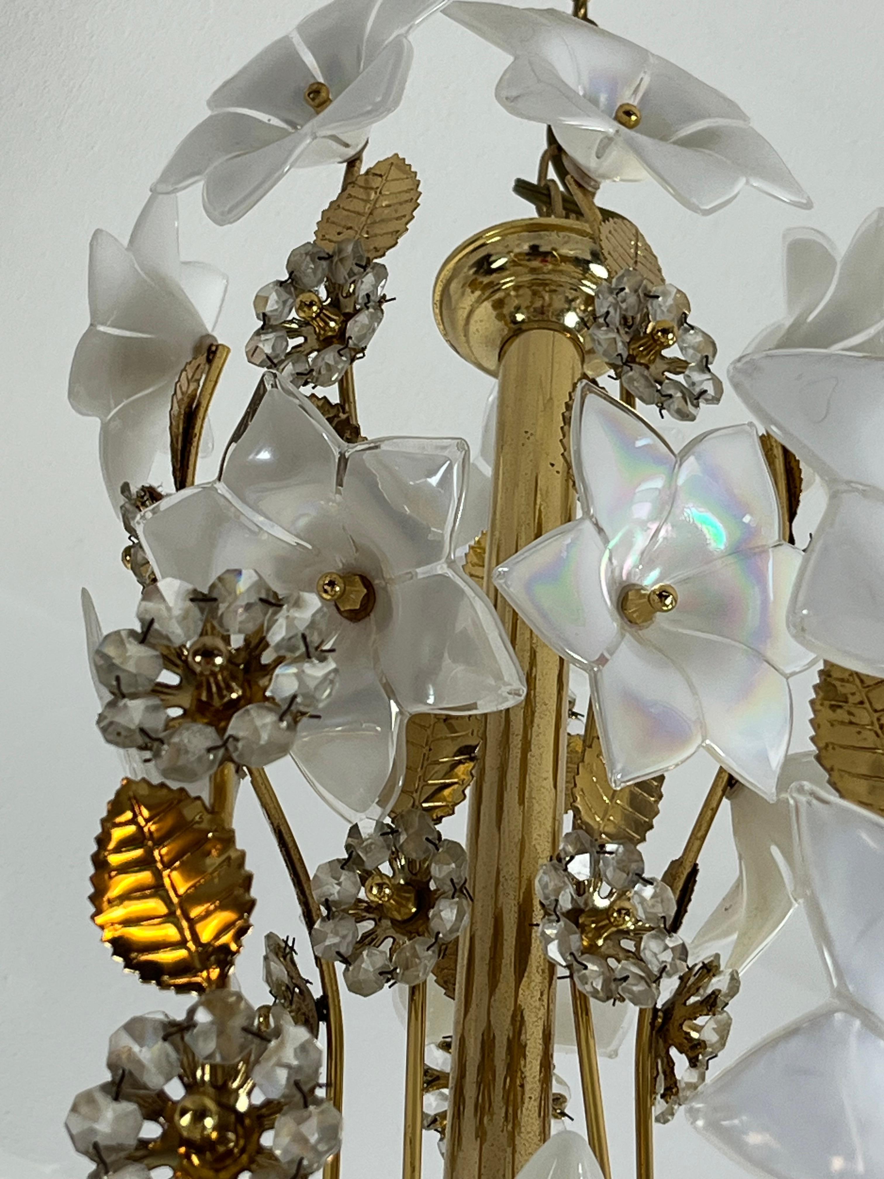 Italian Mid-Century 5-Light Murano Glass Flower Chandelier, 1960s For Sale