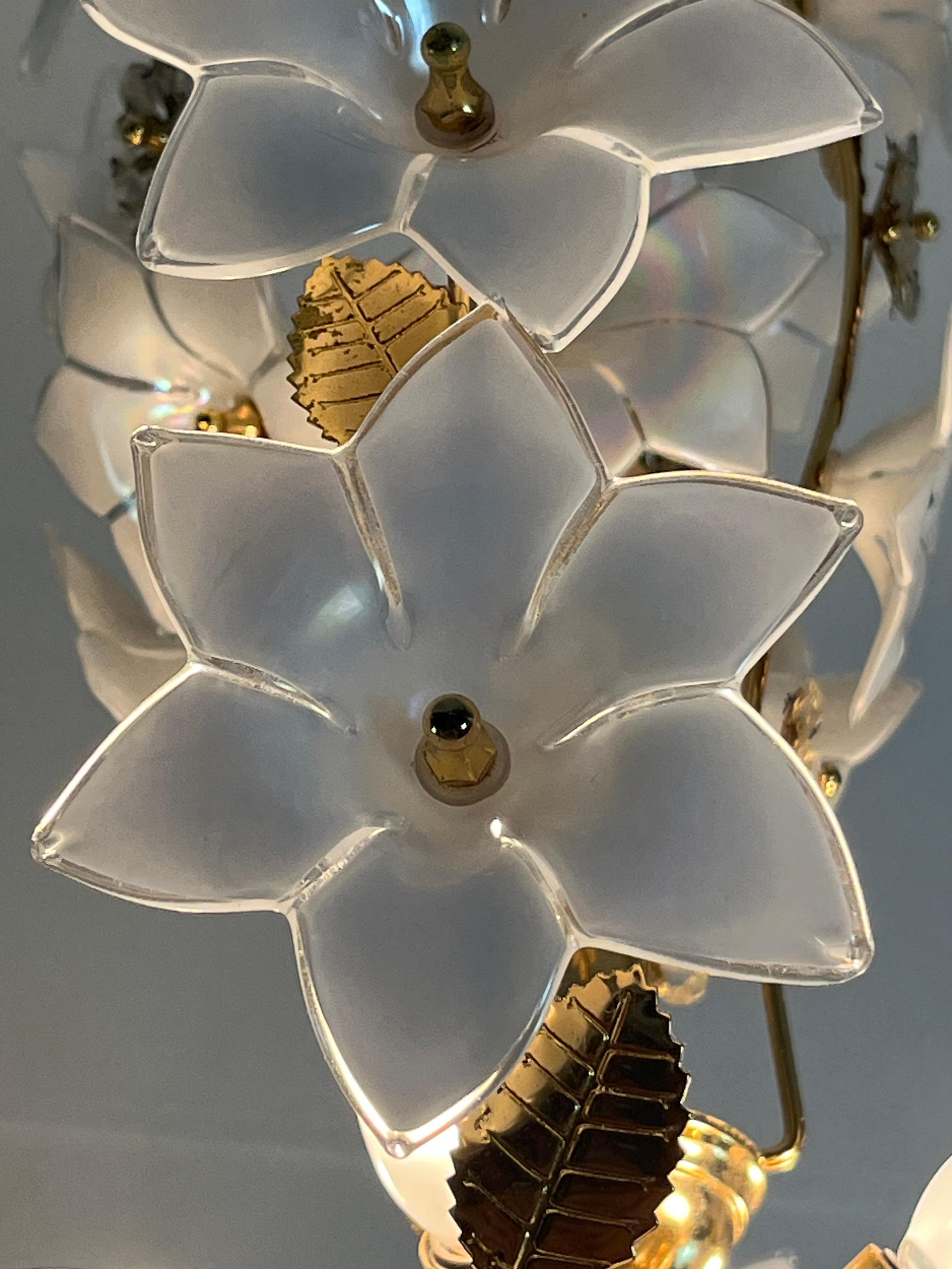 Mid-20th Century Mid-Century 5-Light Murano Glass Flower Chandelier, 1960s For Sale