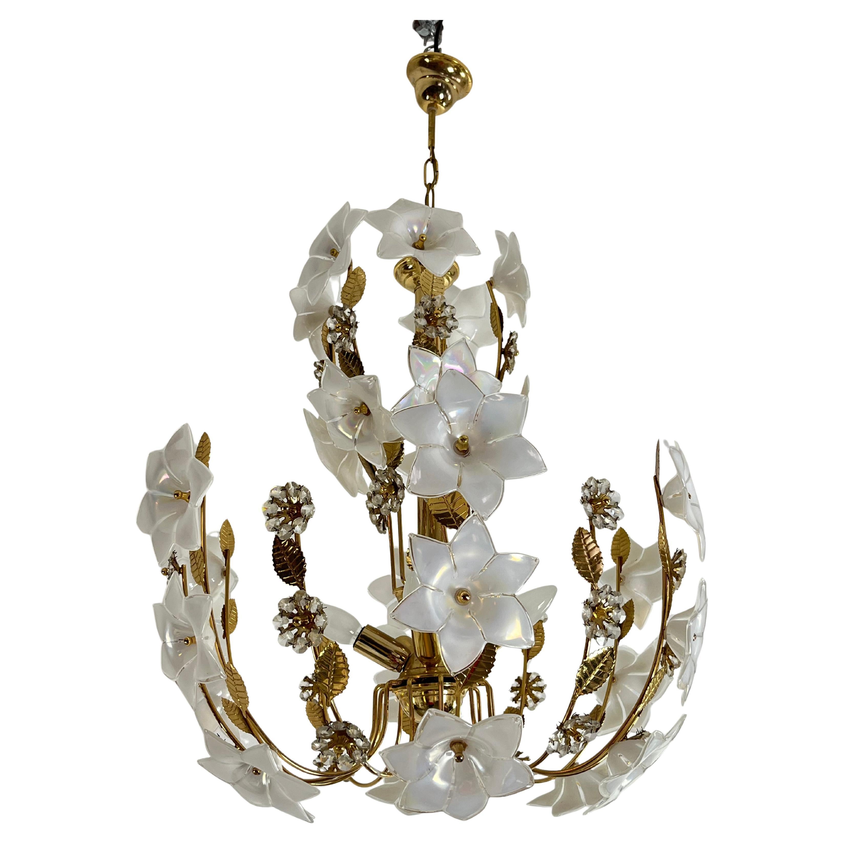 Mid-Century 5-Light Murano Glass Flower Chandelier, 1960s