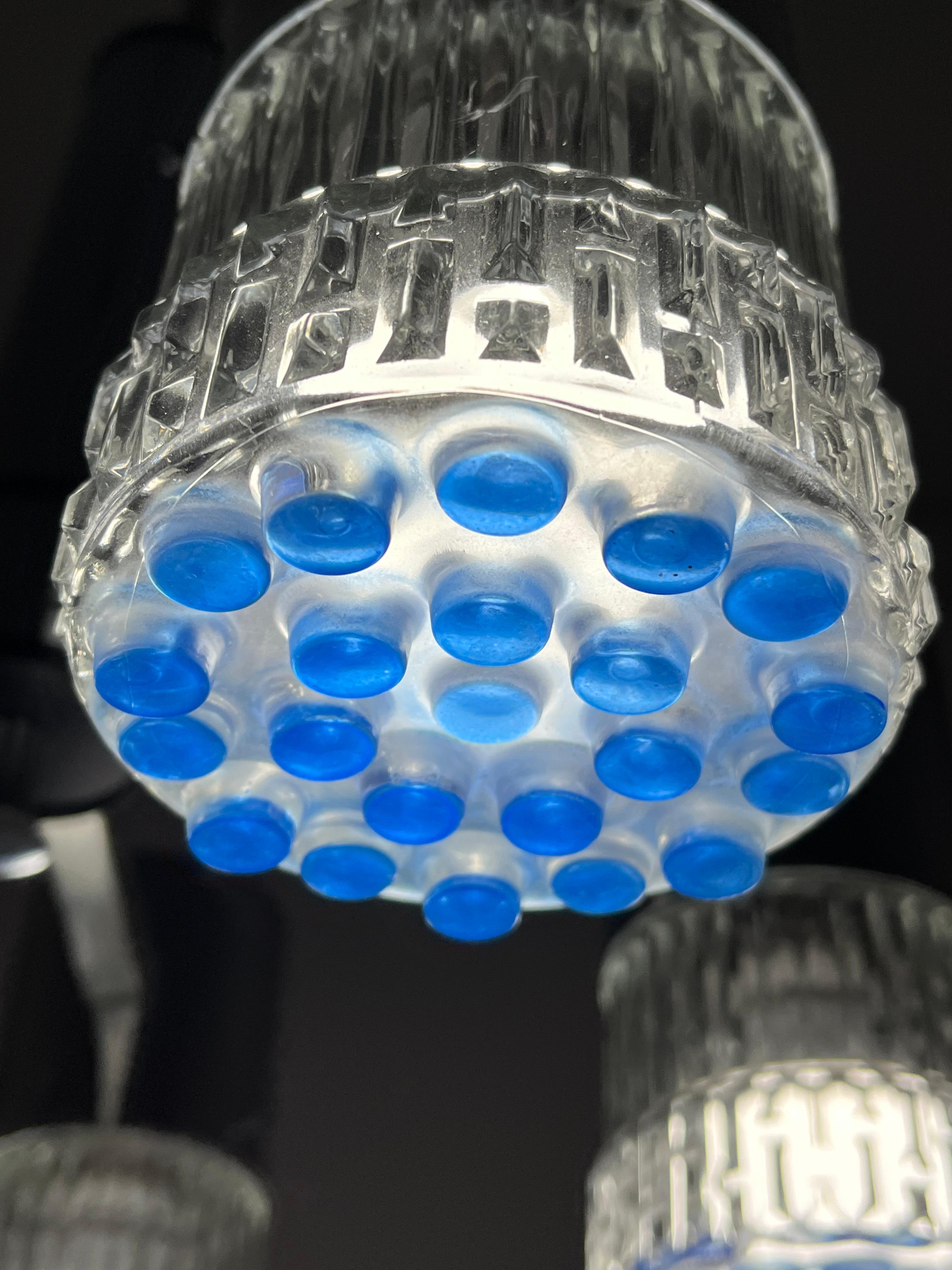 Vetro lampadario italiano a 5 luci di metà secolo in cromo e vetro in vendita