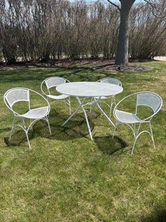 Mid Century 5 Piece Outdoor Dining Set in the Style of Salterini