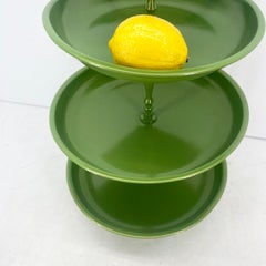 Mid-Century 5 Tier Green Pedestal Centerpiece Tray Stand