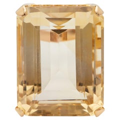 Midcentury 50.00 Carat Citrine 18k Yellow Gold Cocktail Ring