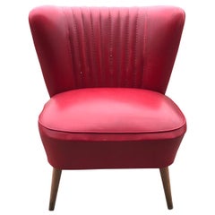 Mid Century 1950s-1960s Original Red Cocktail Chair Armchair