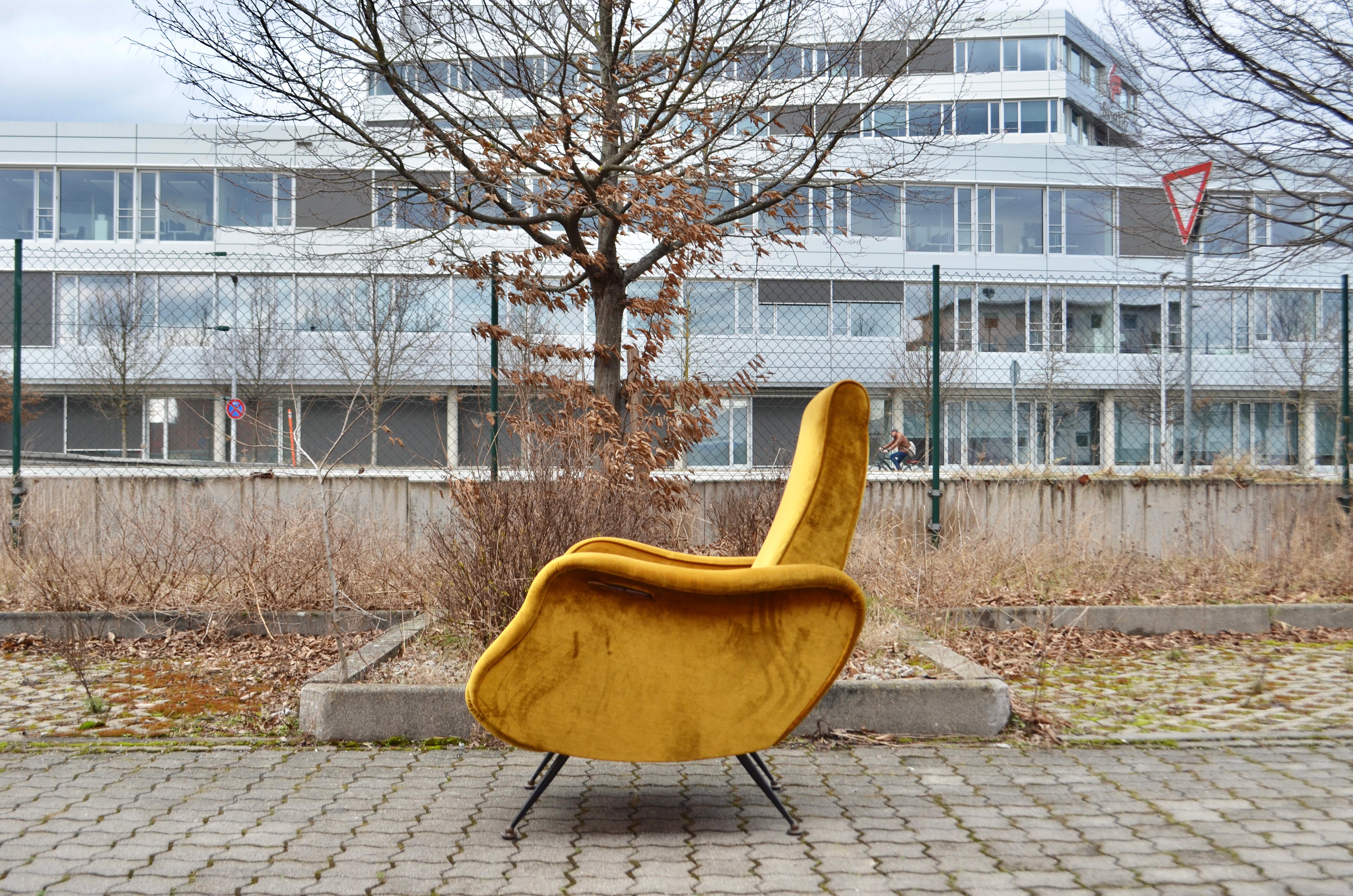 Mid Century 50ties Italy Adjustable Reclining Armchair Lounge Chairs Set of 2 In Good Condition For Sale In Munich, Bavaria