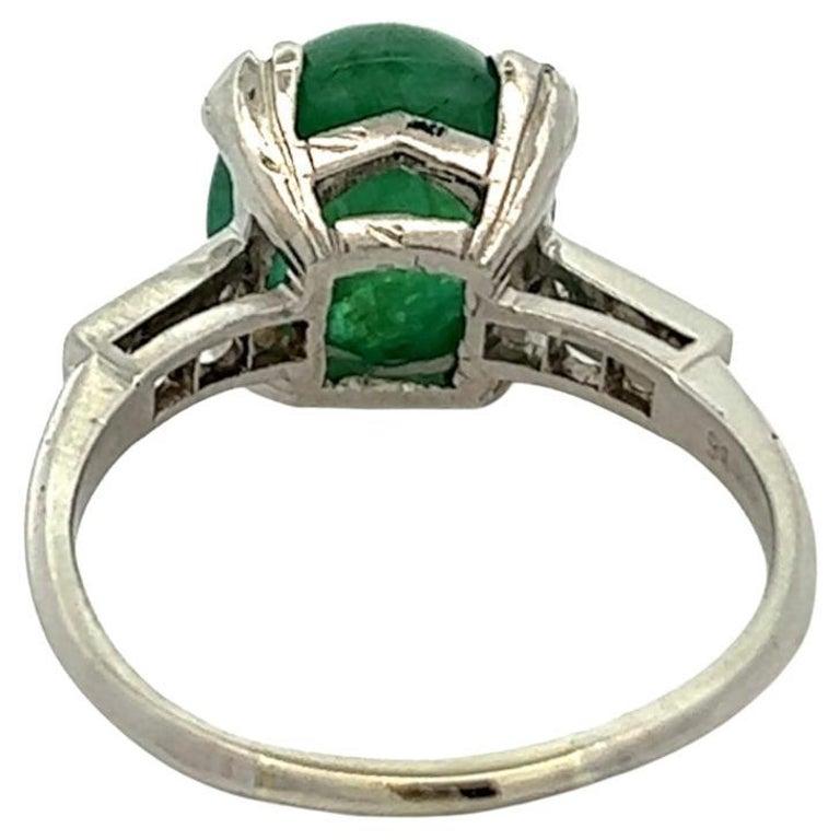 Midcentury 5.15 Carats Emerald Diamond Platinum Ring 1