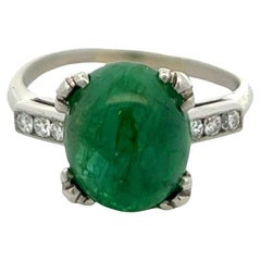 Midcentury 5.15 Carats Emerald Diamond Platinum Ring