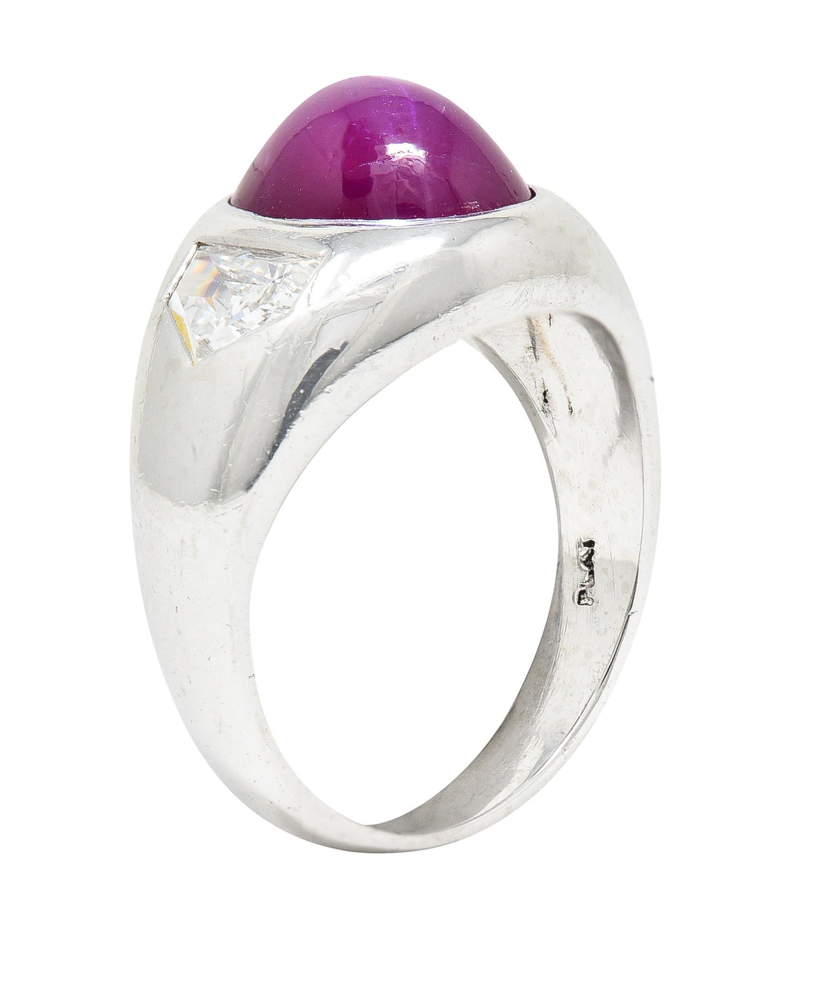 Mid-Century 5,53 Karat unbehandelter Stern-Rubin-Diamant-Platin-Ring 4