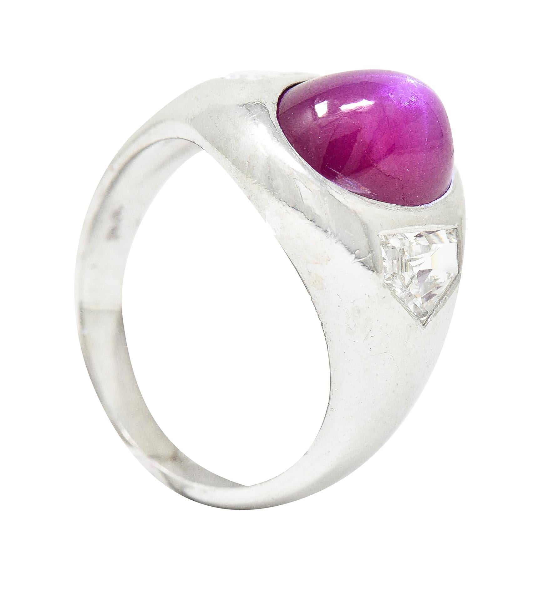 Mid-Century 5,53 Karat unbehandelter Stern-Rubin-Diamant-Platin-Ring 5