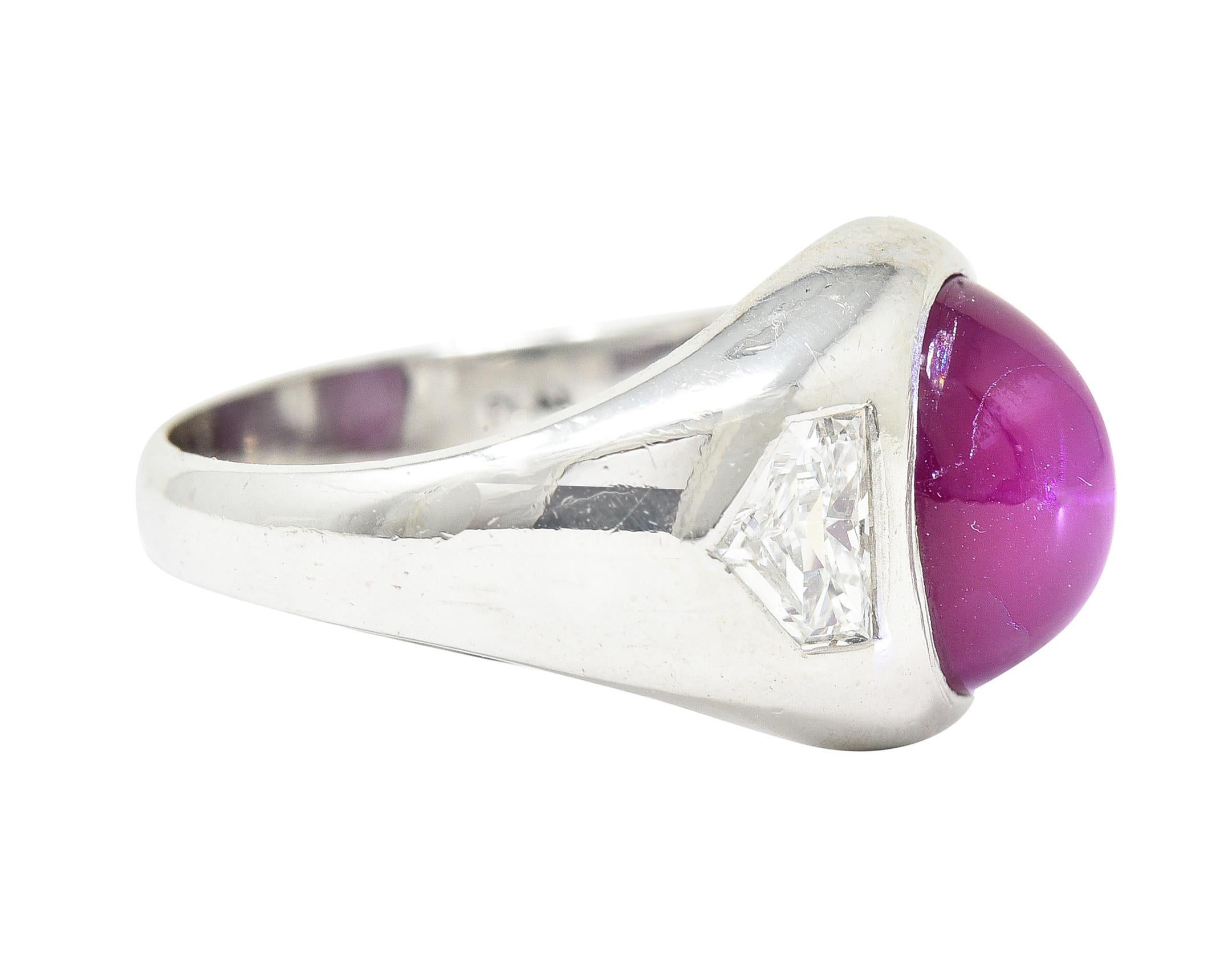 Mid-Century 5,53 Karat unbehandelter Stern-Rubin-Diamant-Platin-Ring (Zeitgenössisch)