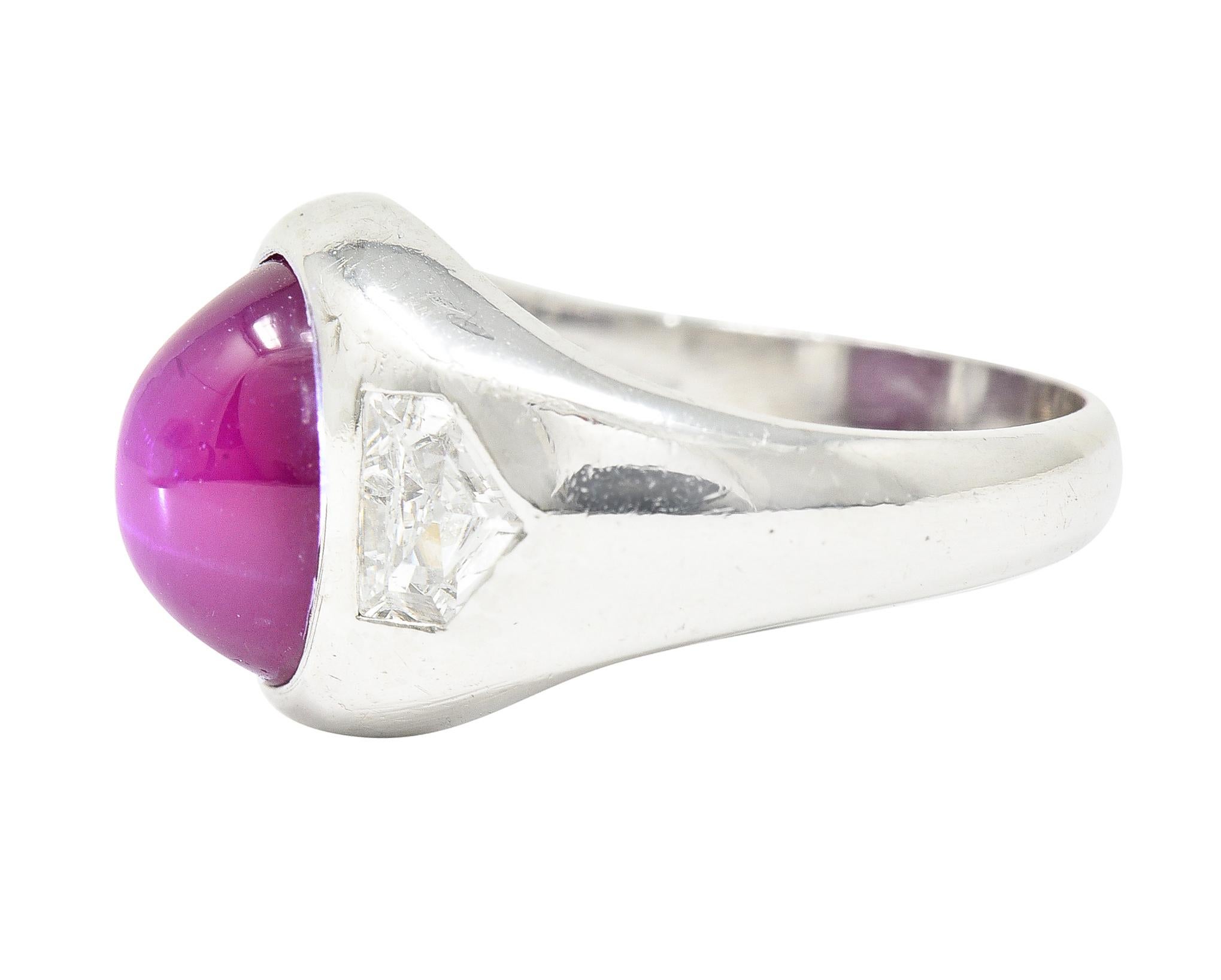 Mid-Century 5,53 Karat unbehandelter Stern-Rubin-Diamant-Platin-Ring im Zustand „Hervorragend“ in Philadelphia, PA