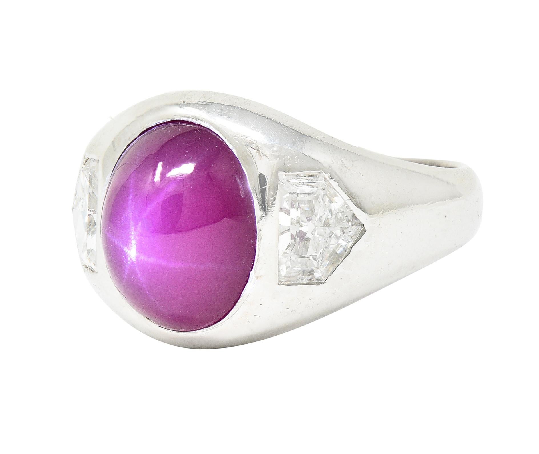 Mid-Century 5,53 Karat unbehandelter Stern-Rubin-Diamant-Platin-Ring für Damen oder Herren