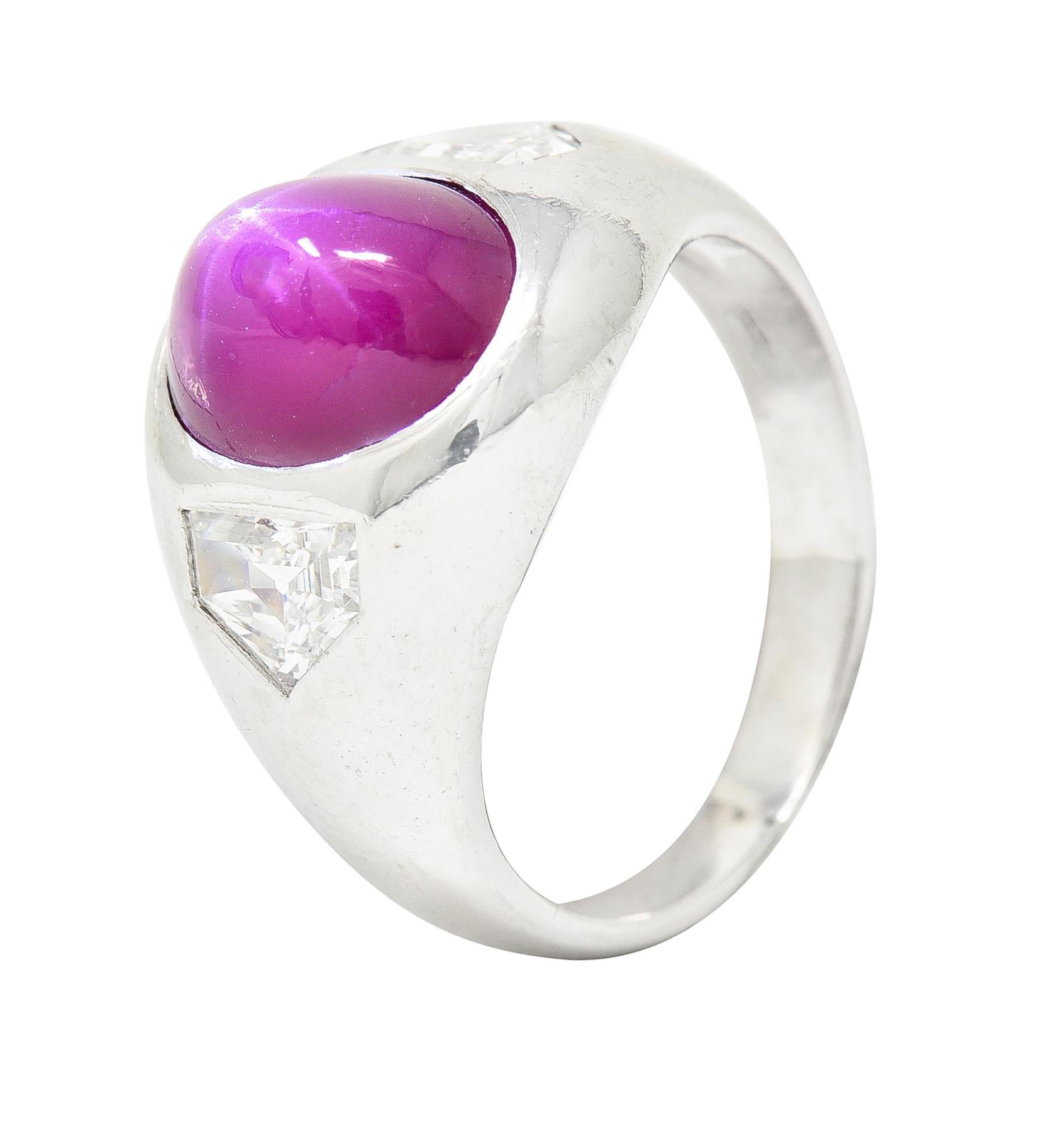 Mid-Century 5,53 Karat unbehandelter Stern-Rubin-Diamant-Platin-Ring 2