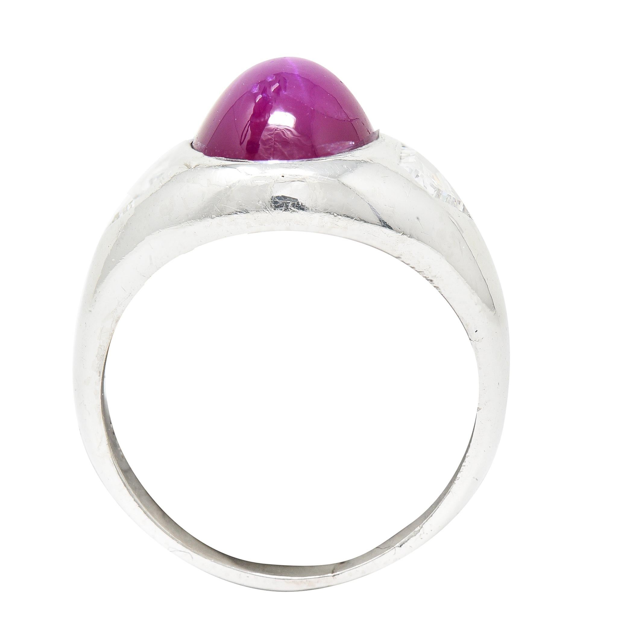 Mid-Century 5,53 Karat unbehandelter Stern-Rubin-Diamant-Platin-Ring 3