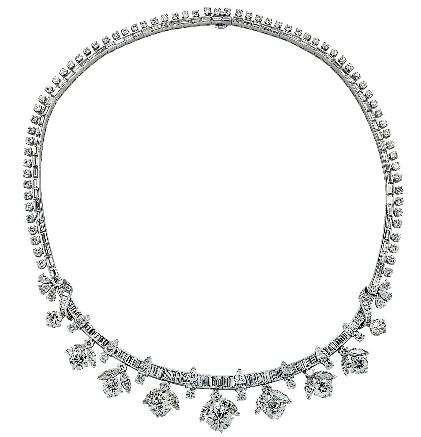 Halskette mit 56,50 Karat Diamant-Cluster aus der Mitte des Jahrhunderts (Moderne)