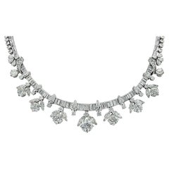 Mid-Century 56.50 Carat Diamond Cluster Necklace