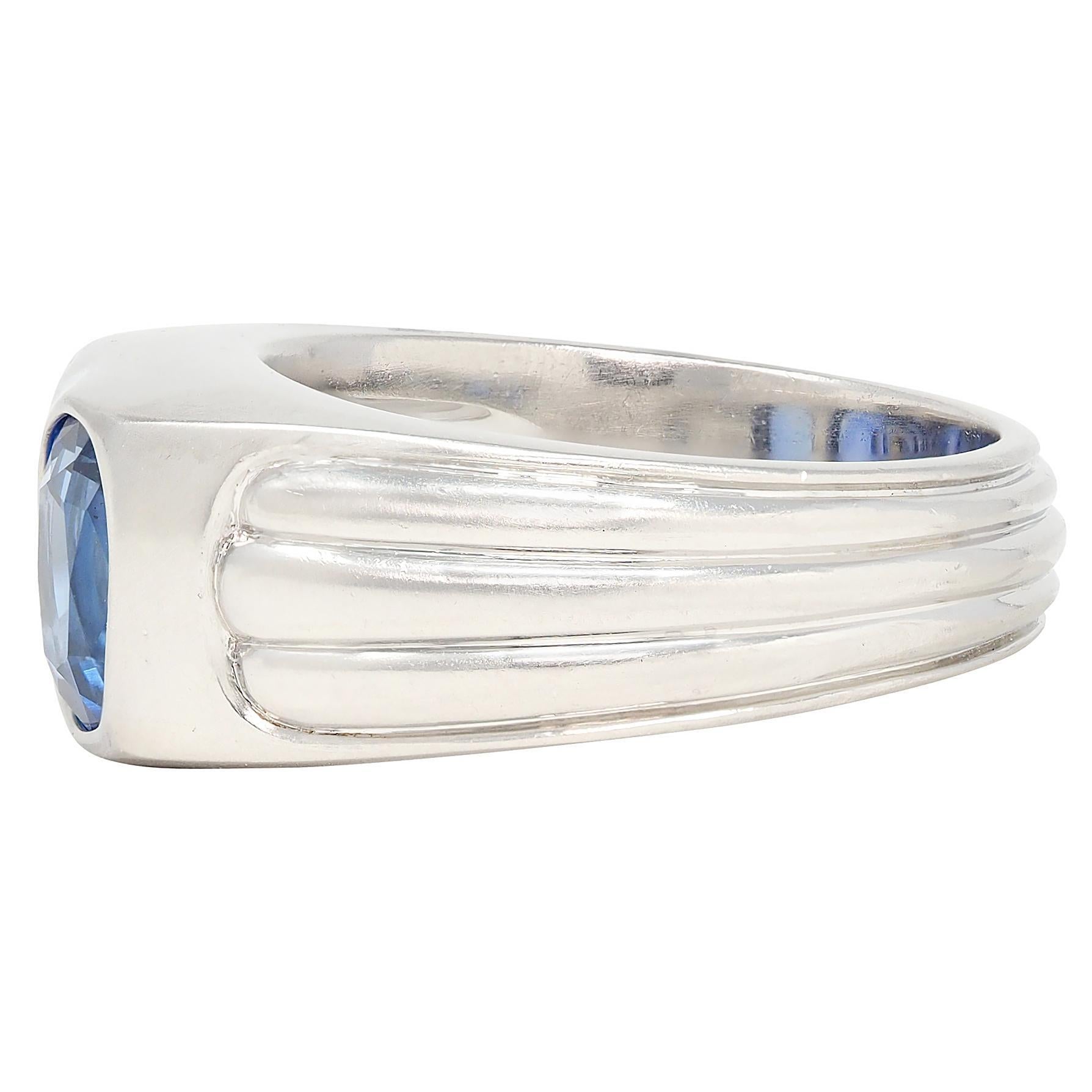 Medio Siglo 5.87 CTW Sin Calor Zafiro de Ceilán Platino Vintage Dos Piedras Anillo AGL en venta 2