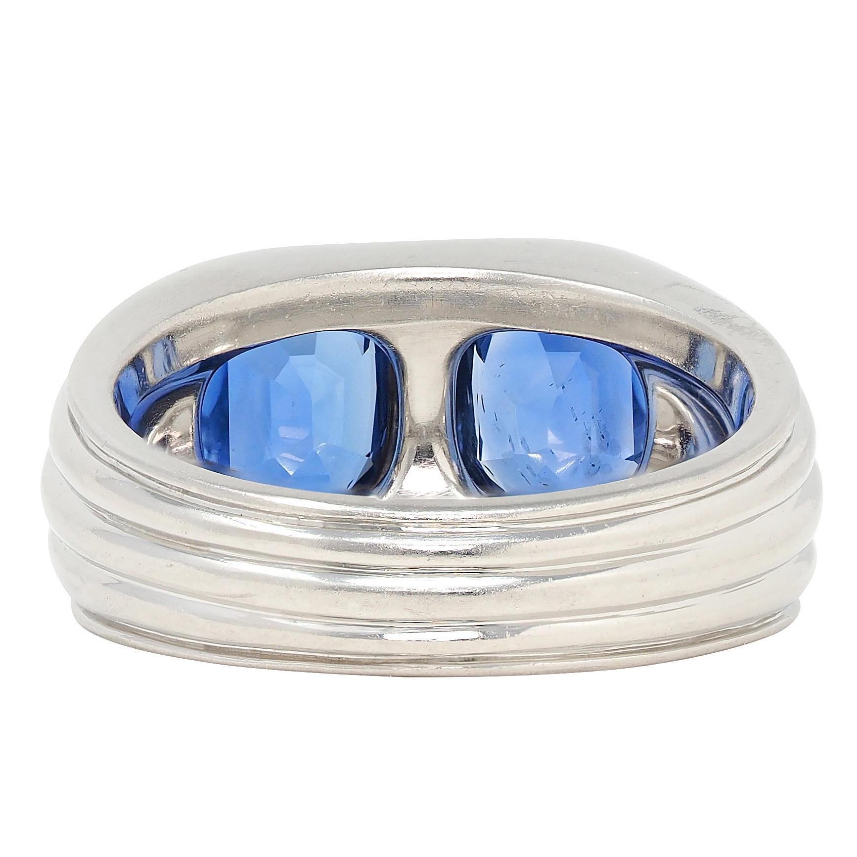 Medio Siglo 5.87 CTW Sin Calor Zafiro de Ceilán Platino Vintage Dos Piedras Anillo AGL en venta 3