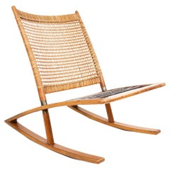 Rocking Chair aus Schilfrohr von Fredrik A Kayser, Mitte des Jahrhunderts