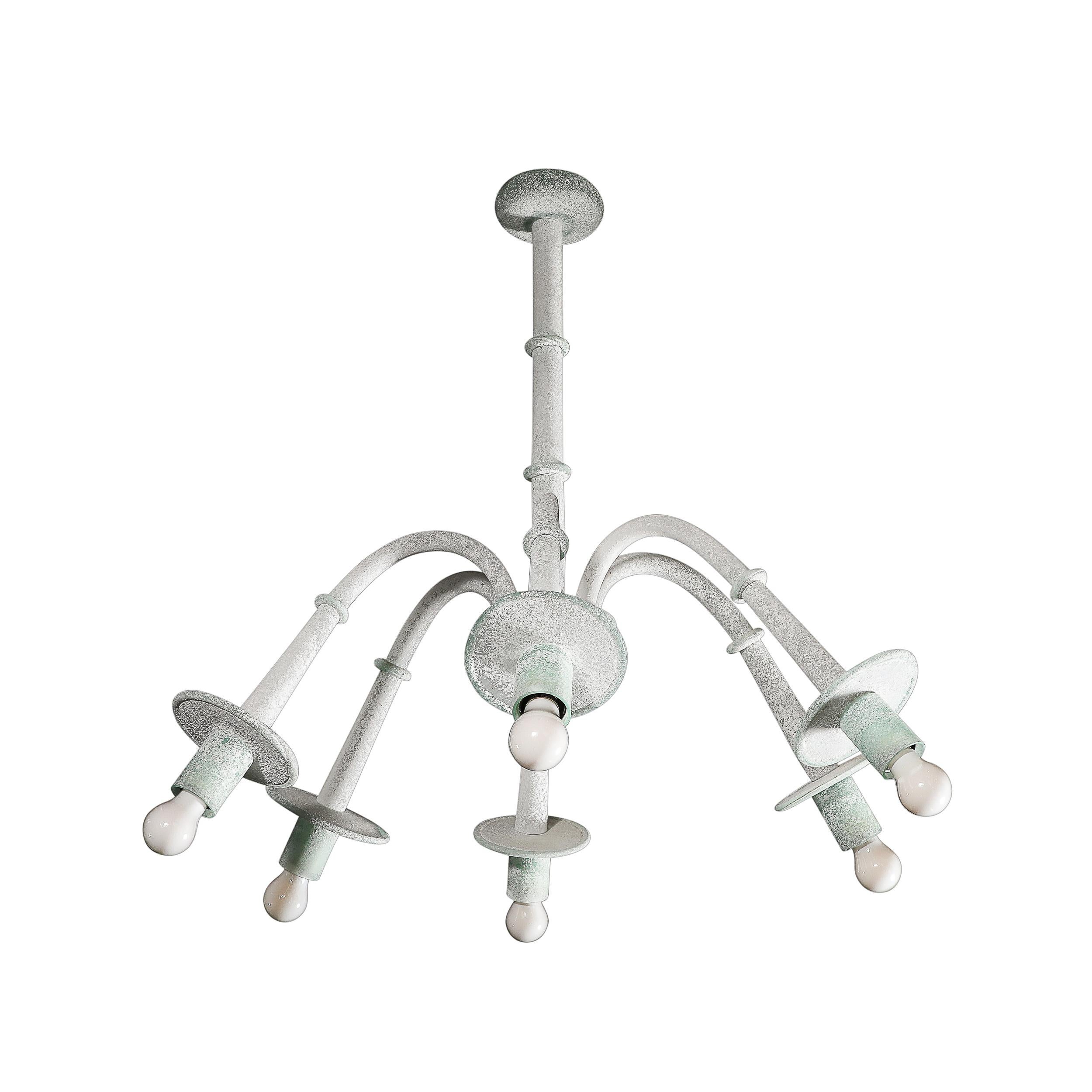 This materially dynamic and highly coveted Mid-Century Modernist Six Arm Hand-Blown Murano Scavo Glass Chandelier in White and Jade is by the esteemed glass house  Seguso and originates from Italy, Circa 1970. Features a minimal take on a timeless