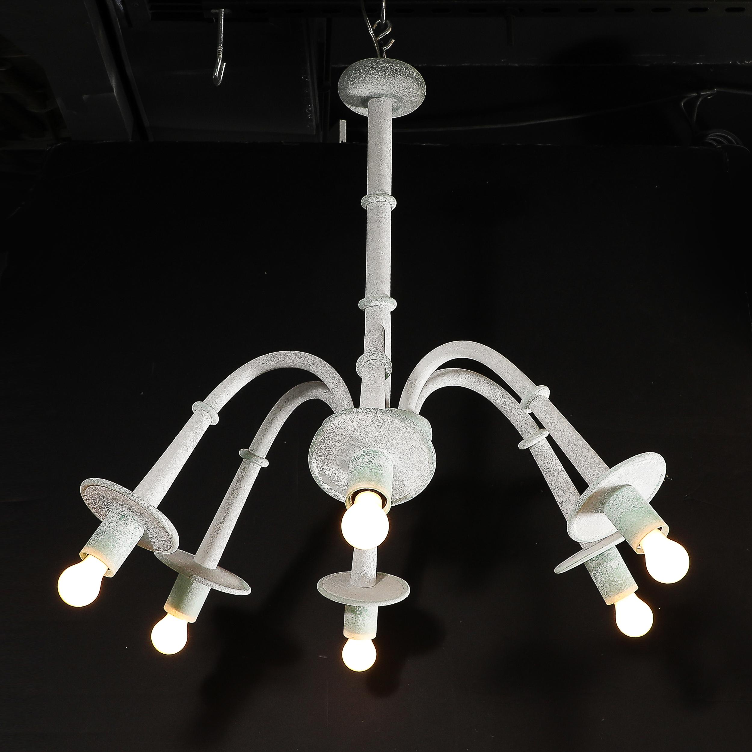 Verre de Murano Lustre du milieu du siècle en verre soufflé de Murano à 6 branches, blanc et jade, par Seguso en vente