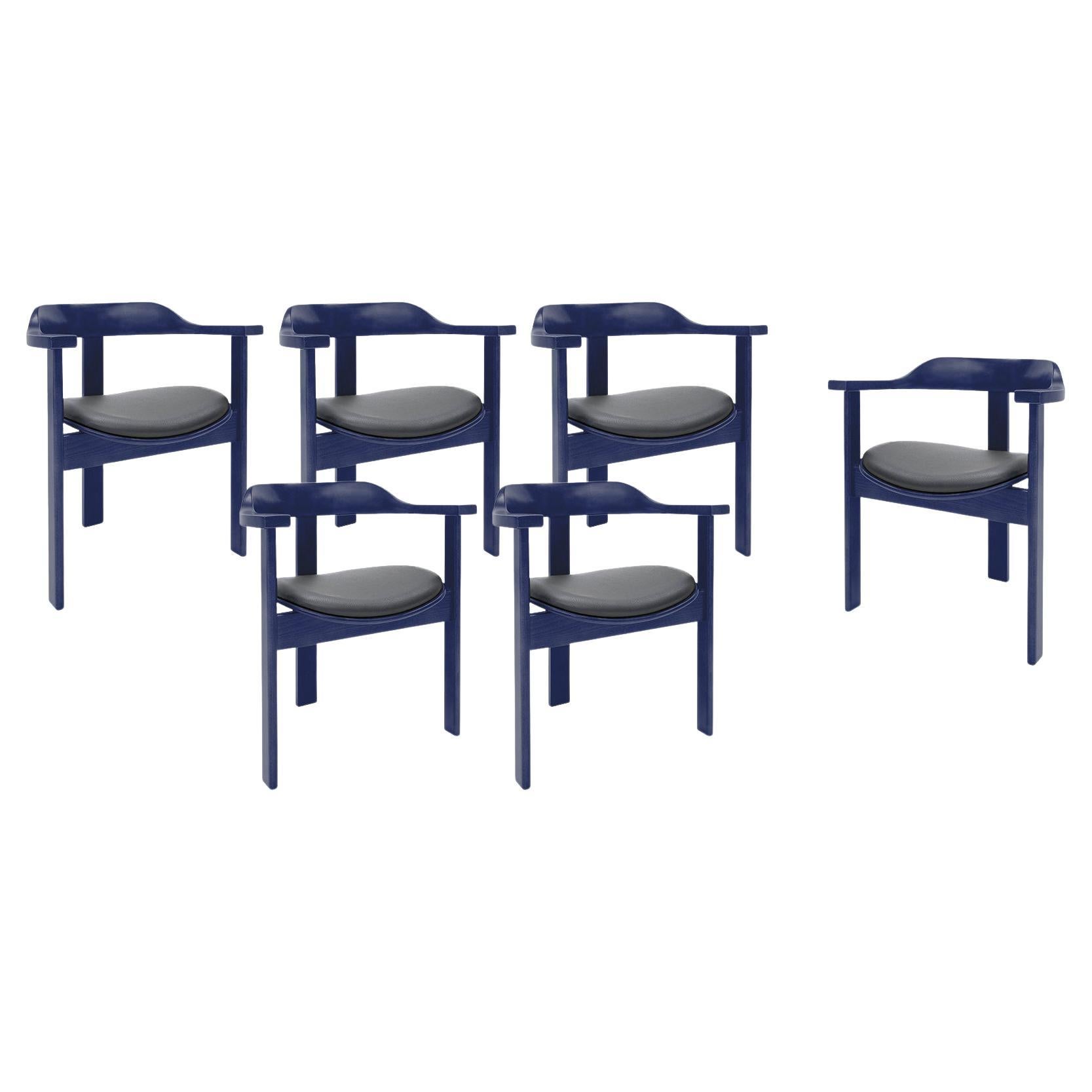 Mitad del siglo 6 Sillones Haussmann azules, Robert and Trix Haussmann, diseño 1964