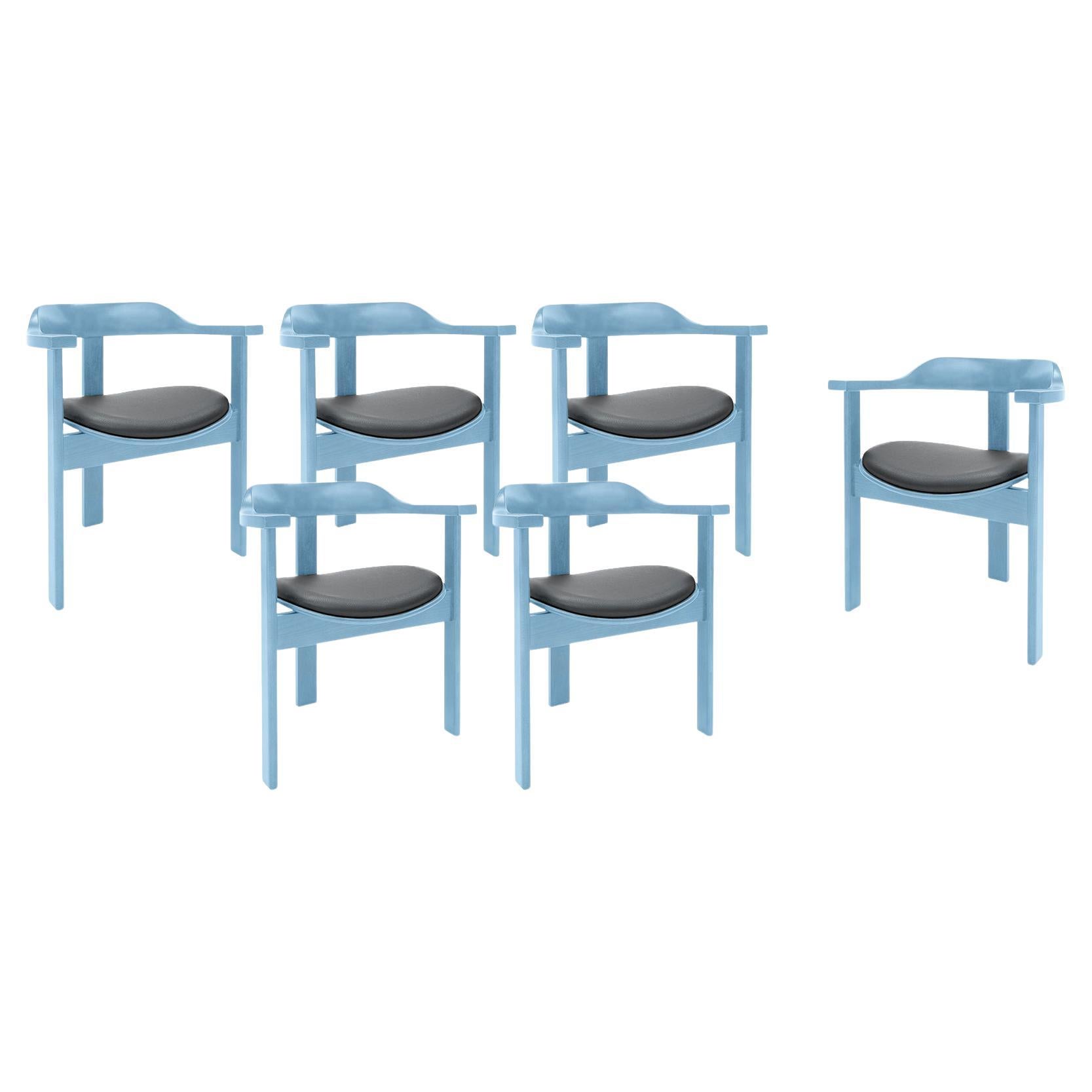 Mid Century Design (1964) 6 Blue Haussmann Armchairs, Robert & Trix Haussmann
