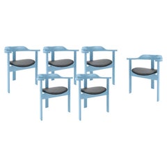 6 blaue Haussmann-Sessel, Robert & Trix Haussmann, Mid-Century Design (1964)