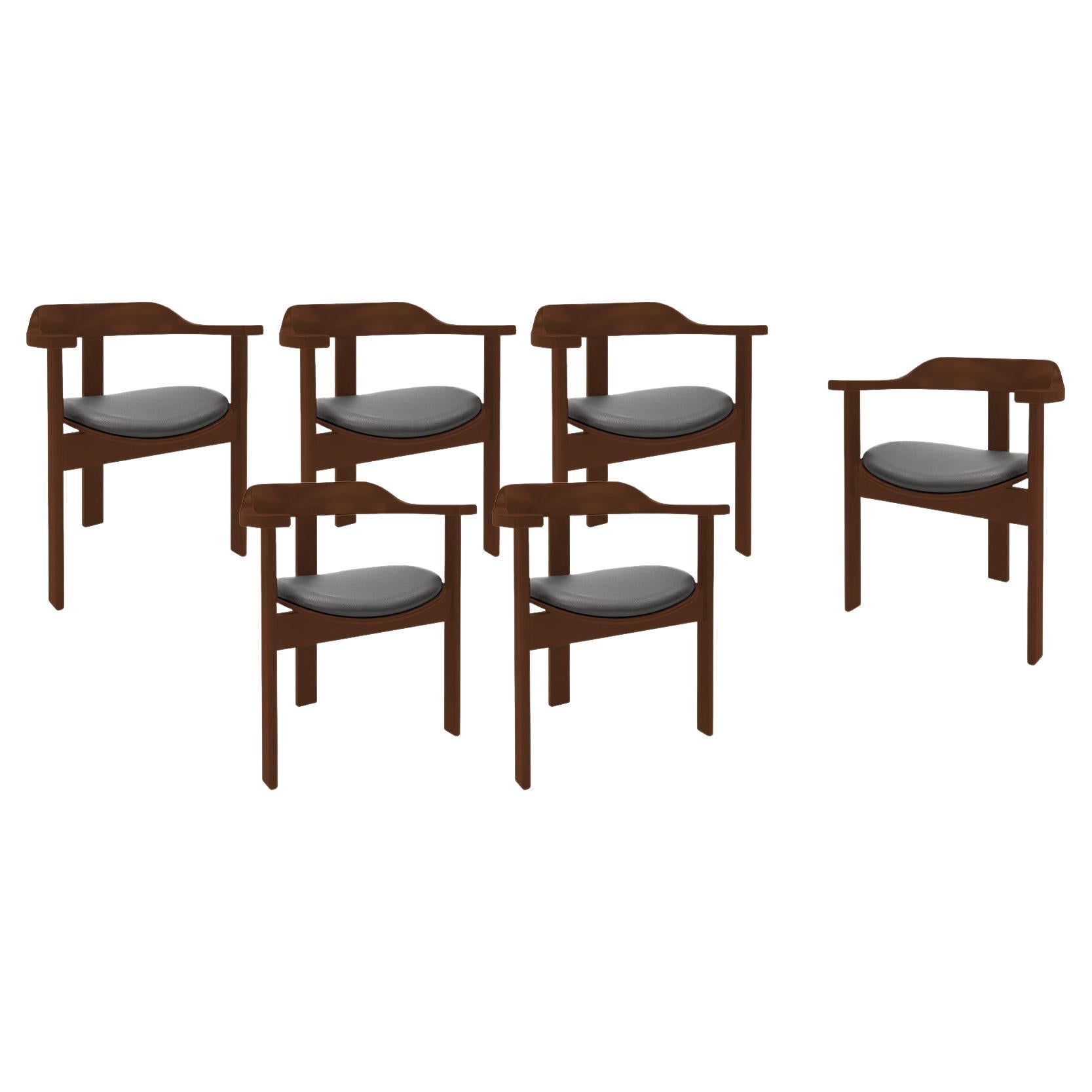 Mid Century 6 Dark Walnut Haussmann Chair, Robert & Trix Haussmann, Design 1964 For Sale